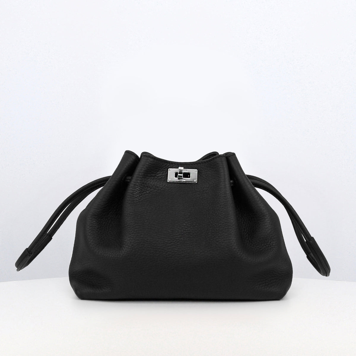 LEATHER DRAWSTRING BAG COLETTE MINI BLACK