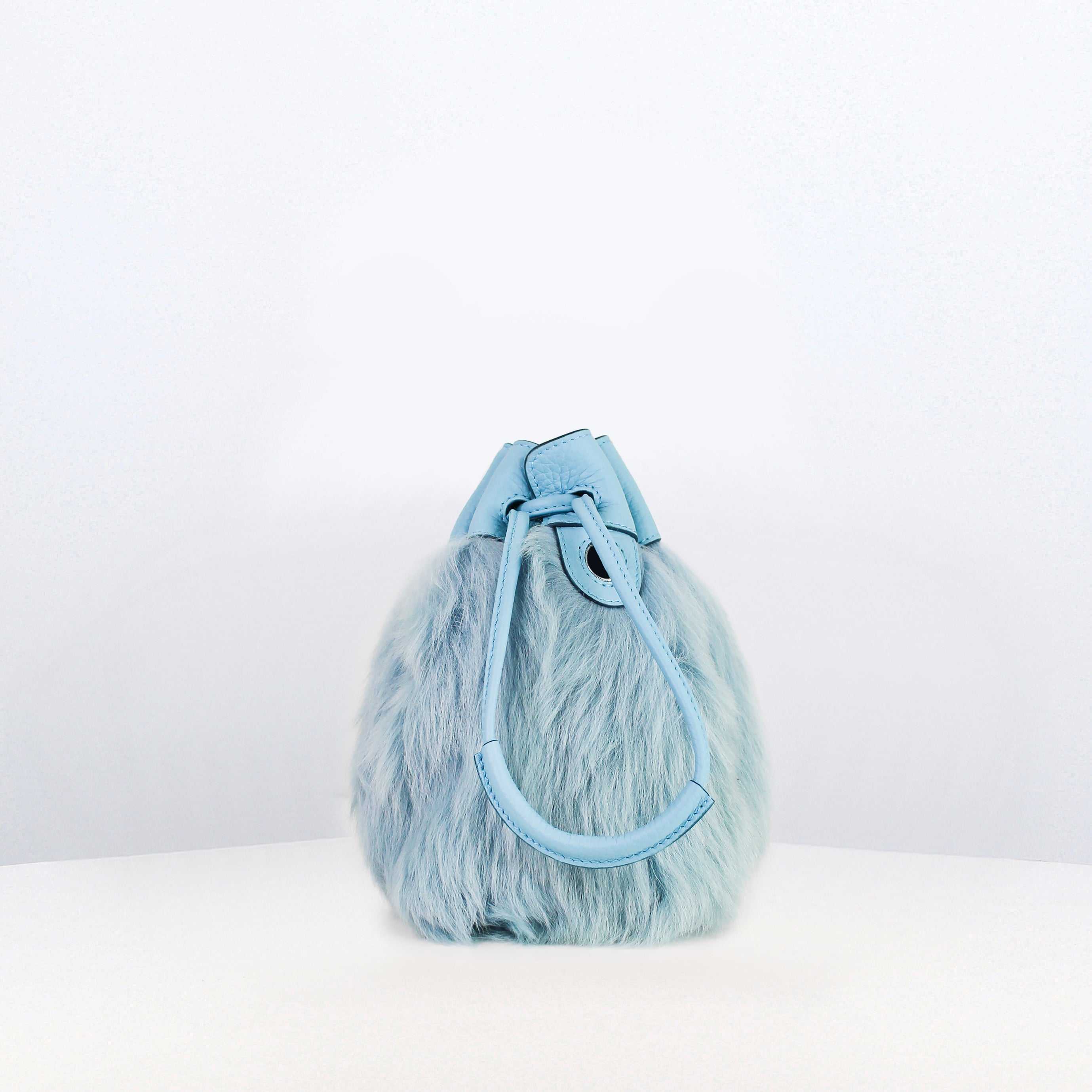 レザー・シャーリングバッグ コレット 空色