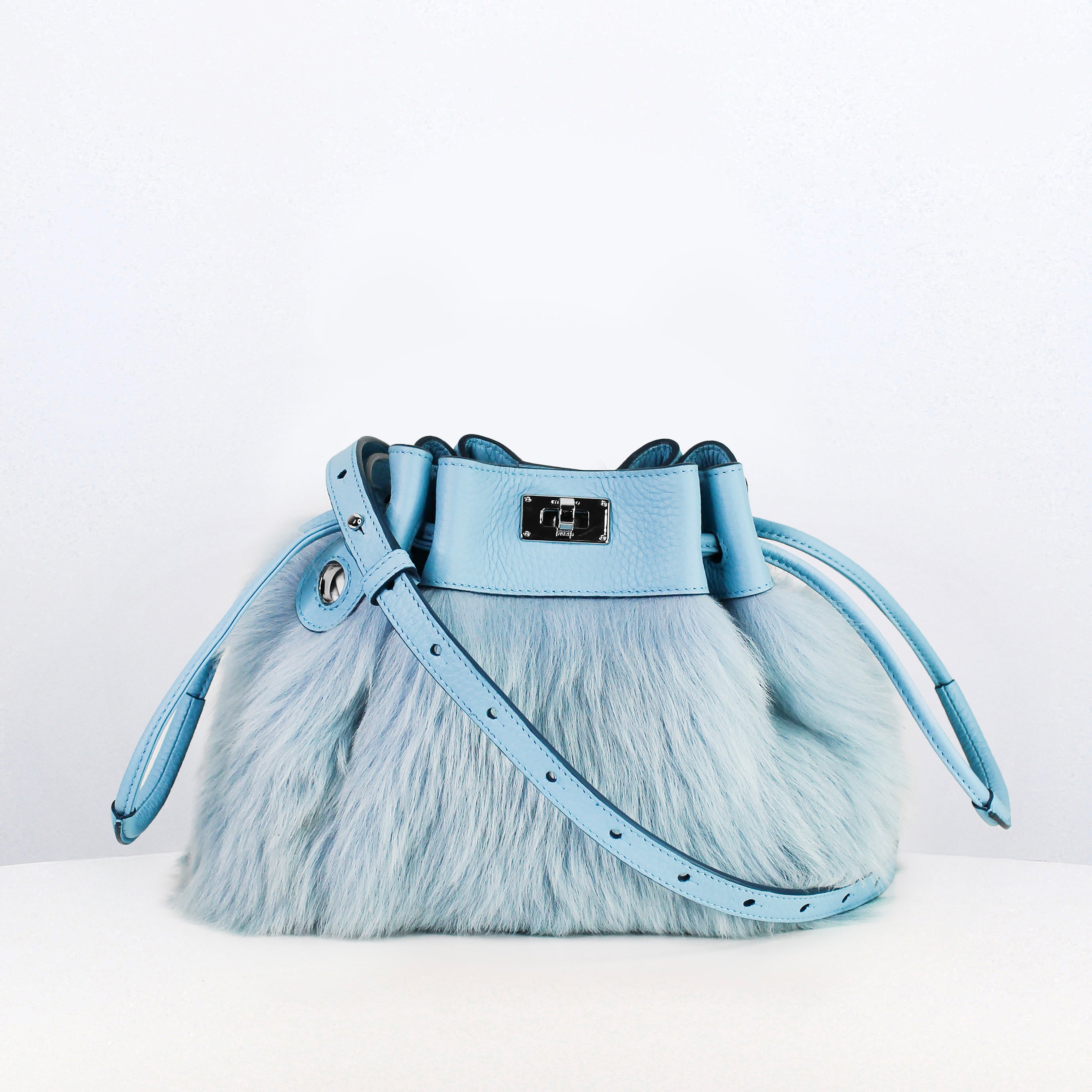 レザー・シャーリングバッグ コレット 空色