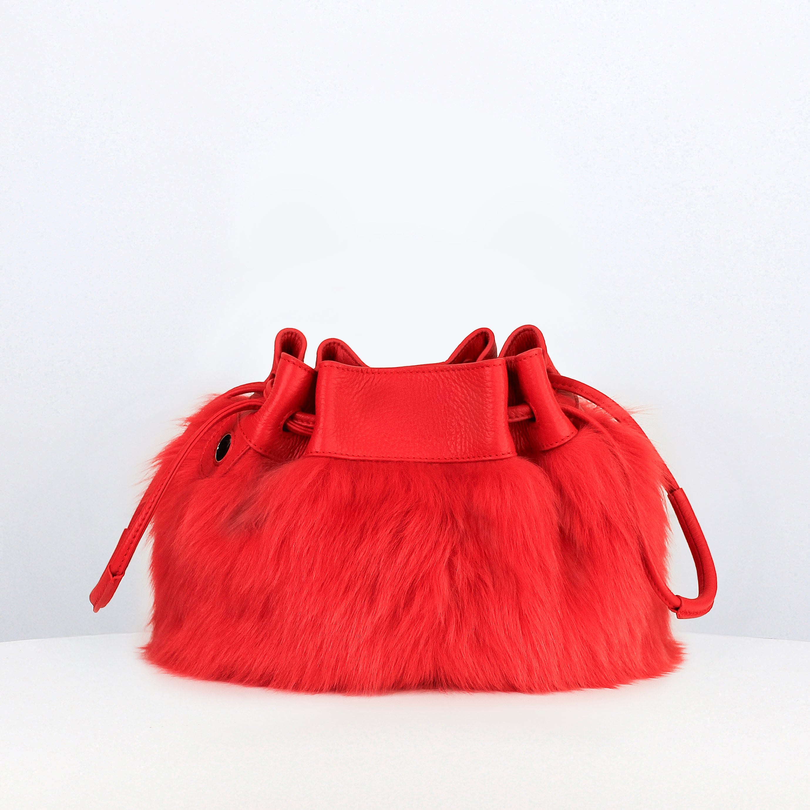 LEATHER AND SHEARLING HANDBAG COLETTE GERANIUM