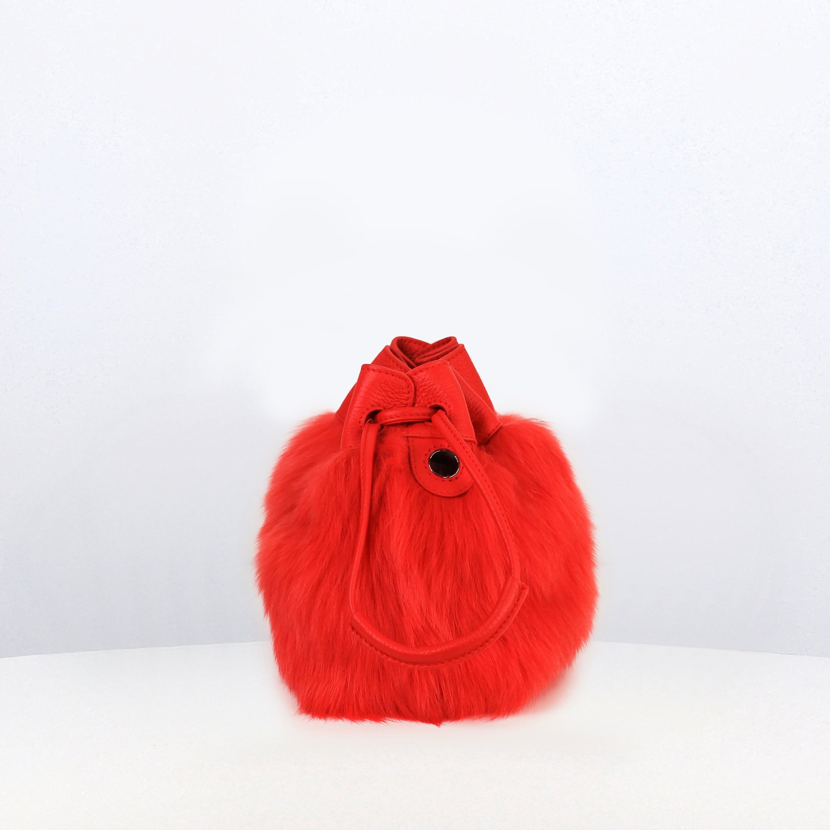 LEATHER AND SHEARLING HANDBAG COLETTE GERANIUM