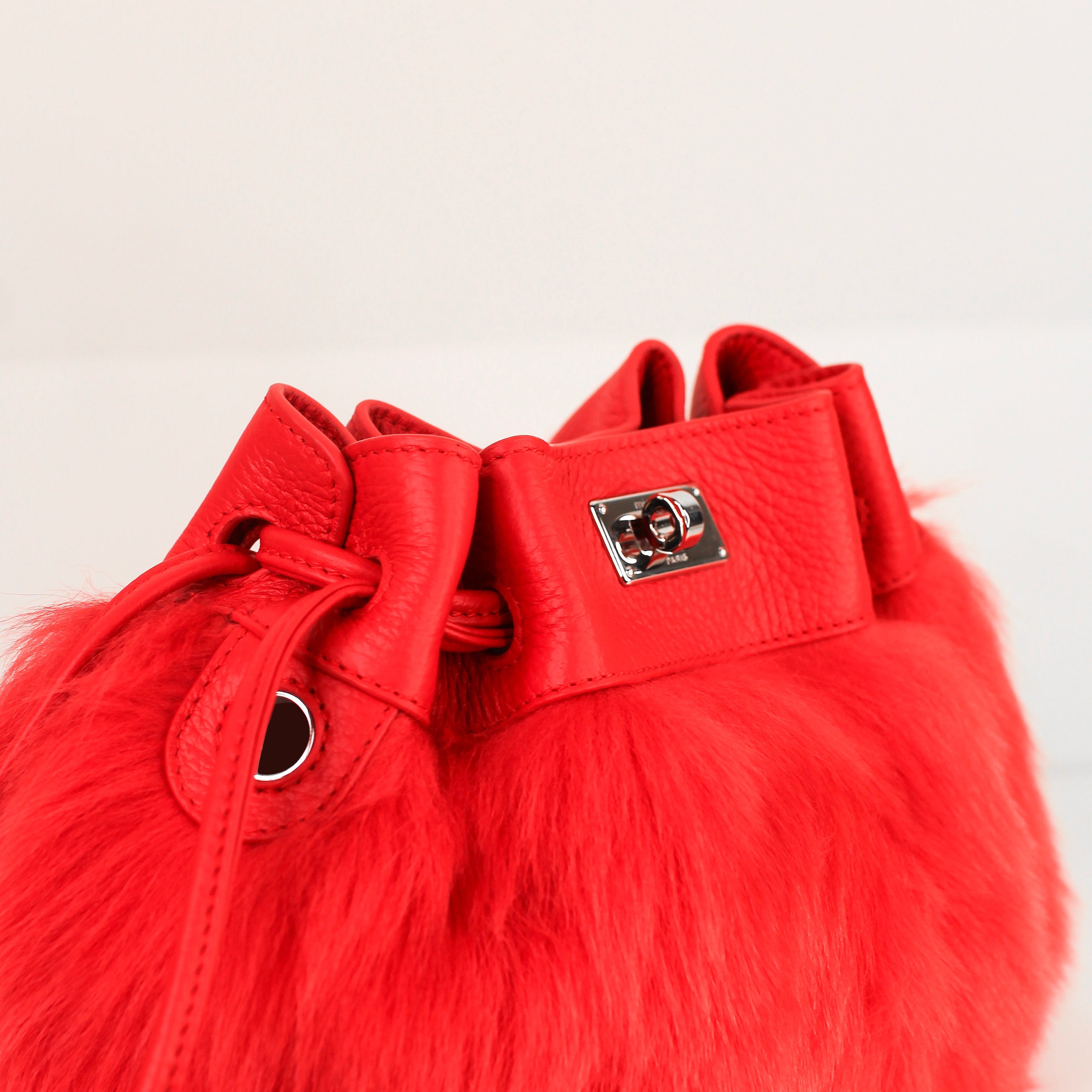 LEATHER AND SHEARLING HANDBAG COLETTE GERANIUM