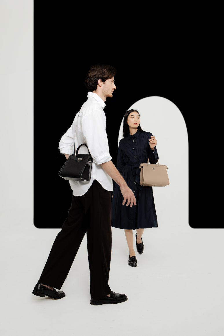 SAC À MAIN LUTECE MINI EN CUIR ET TOILE NOIR