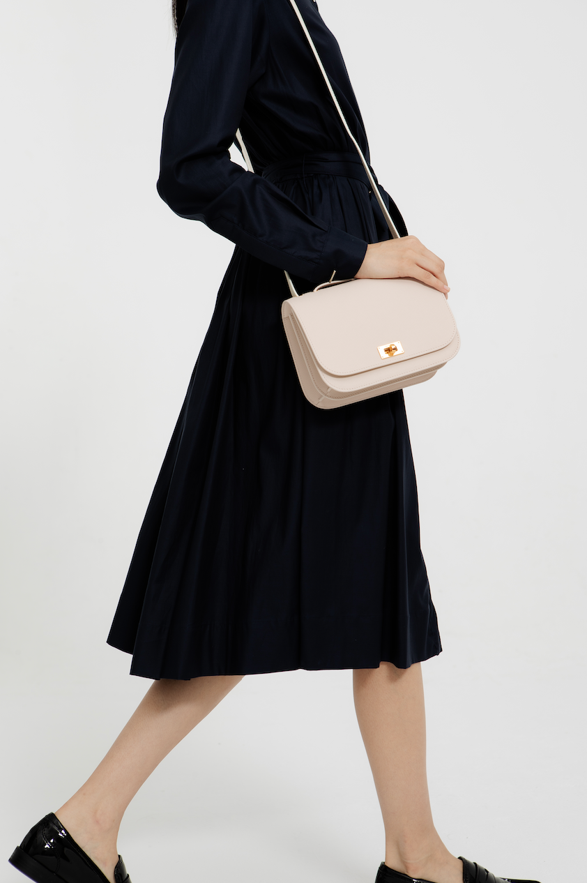 SAC À RABAT EN CUIR ÉLYSÉE IVOIRE