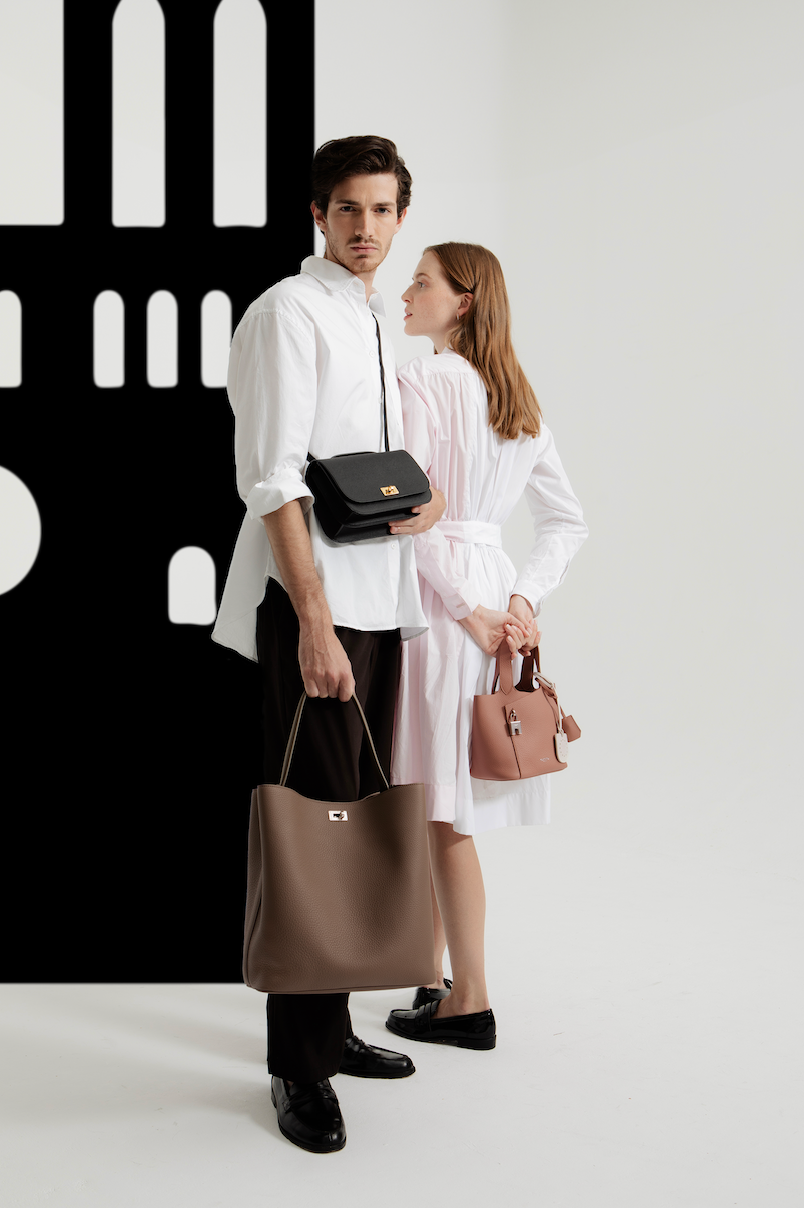 SAC À RABAT EN CUIR ÉLYSÉE NOIR