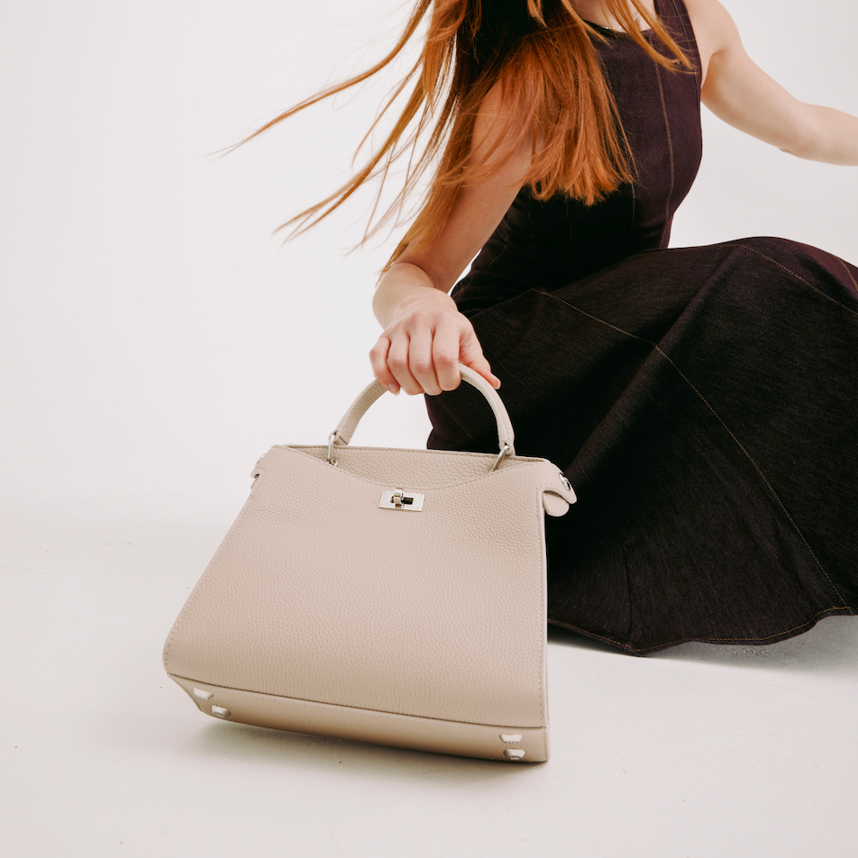 SAC À MAIN EN CUIR LUTECE MINI GREIGE