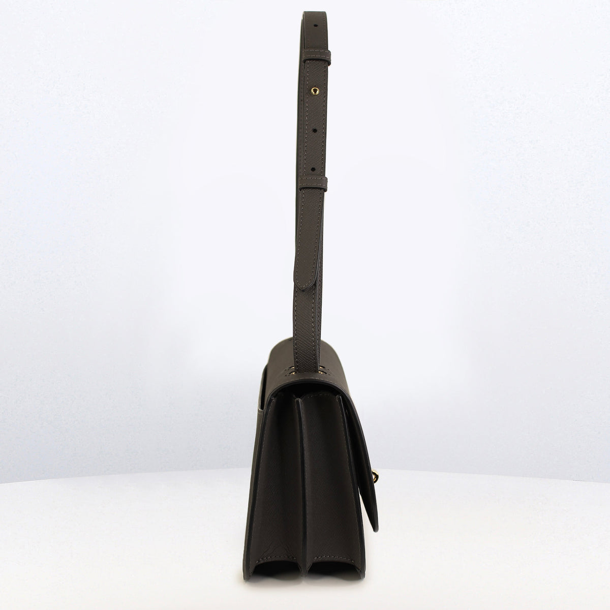LEATHER FLAP BAG ELYSEE EAST/WEST CHARCOAL GREY