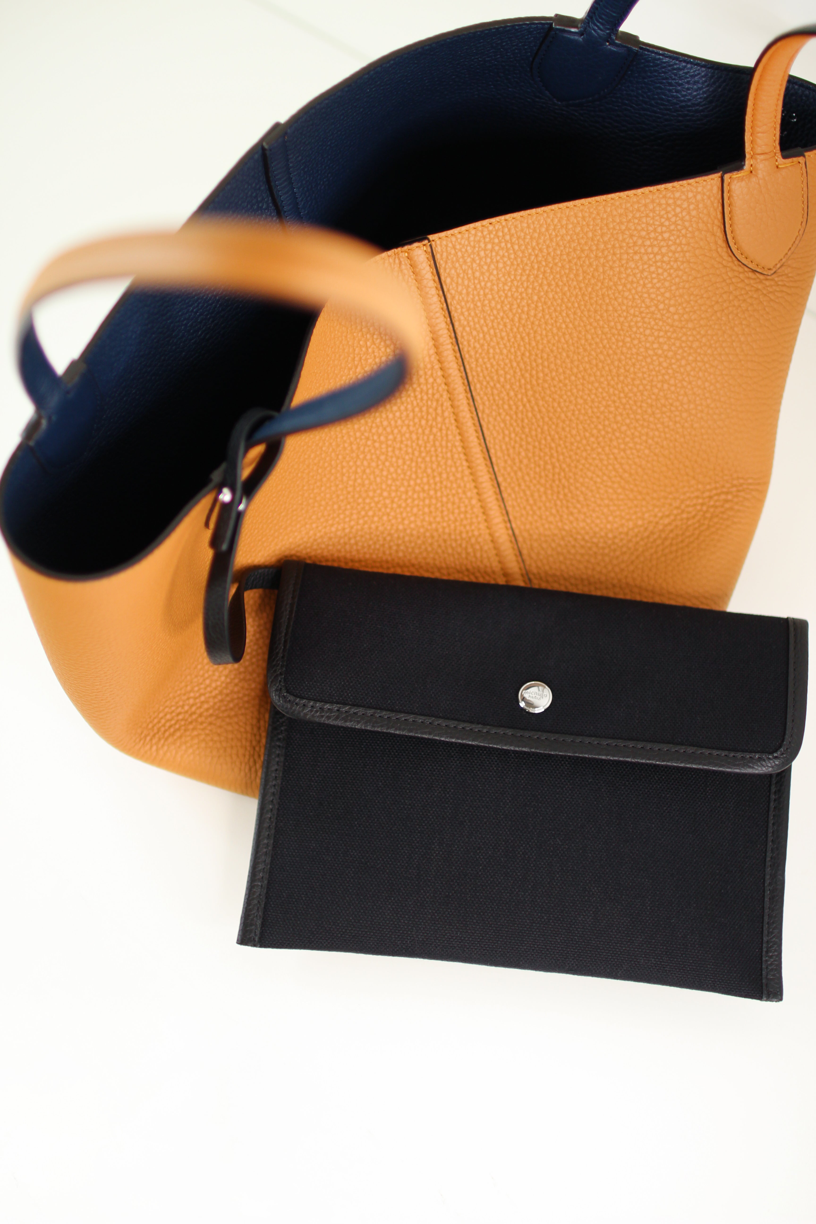 リバーシブルトートバッグ - リヴォリ 縦長 キャメル/ネイビー