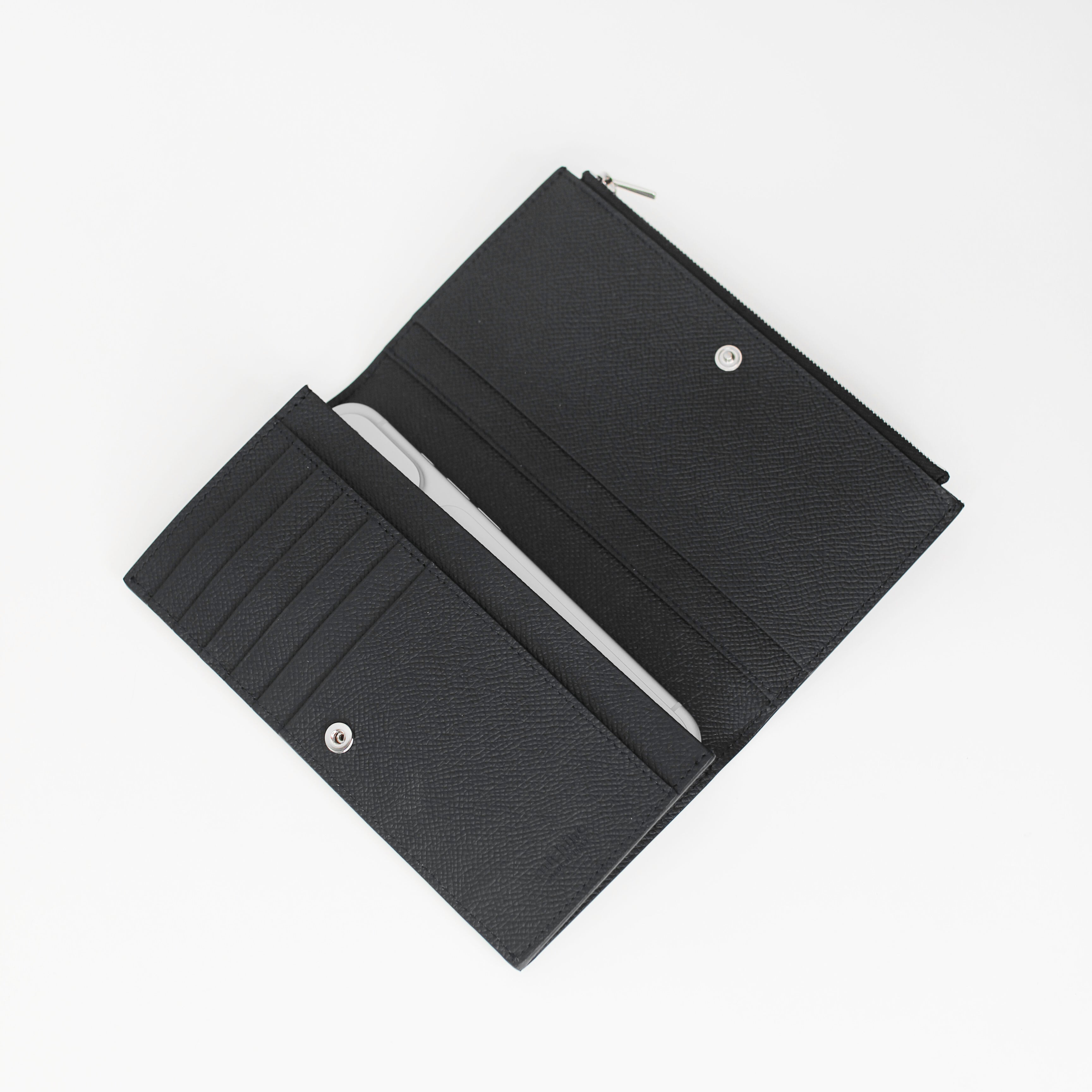 LEATHER LONG ZIP WALLET BLACK