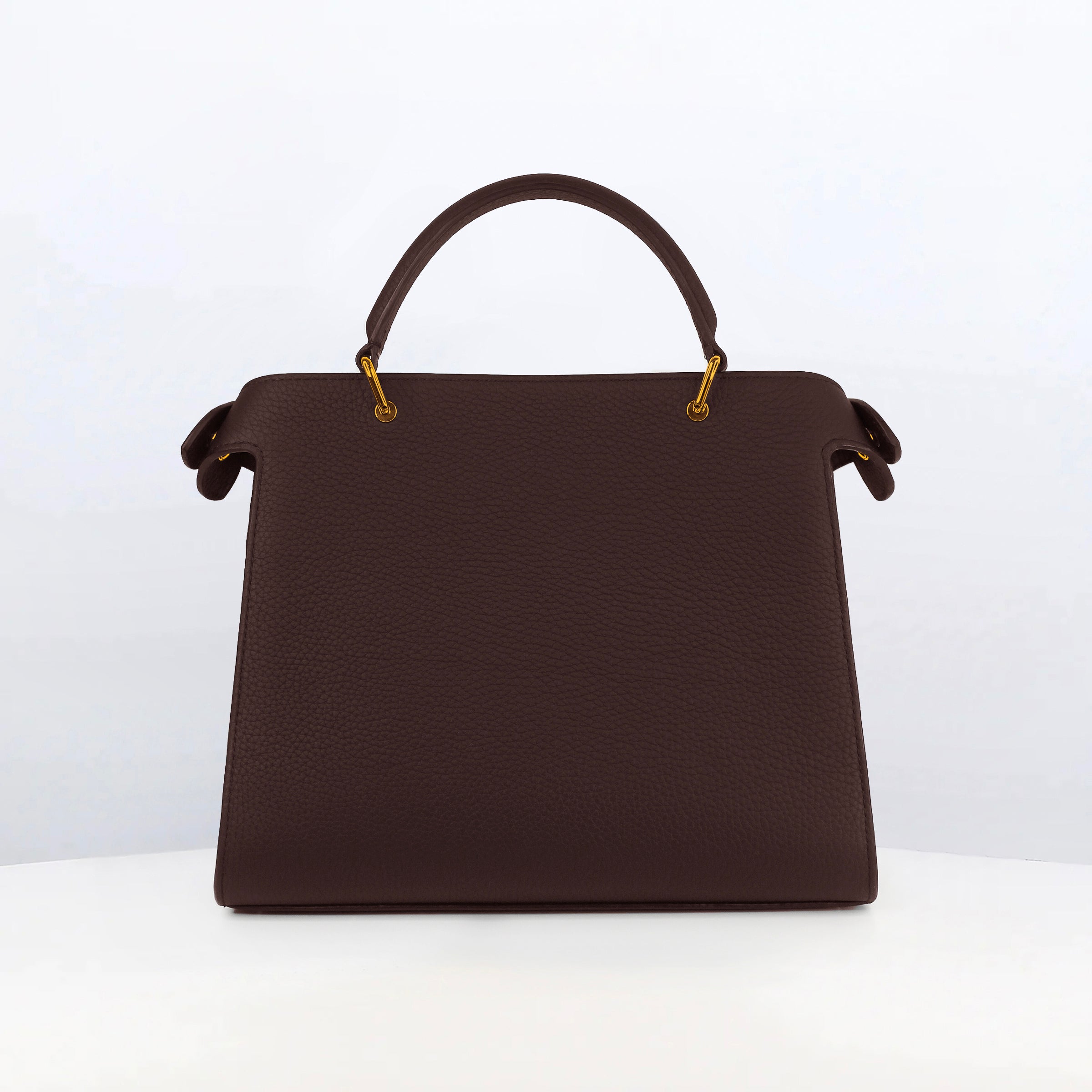 SAC À MAIN EN CUIR LUTECE 27 PRUNE FINITIONS DORÉES