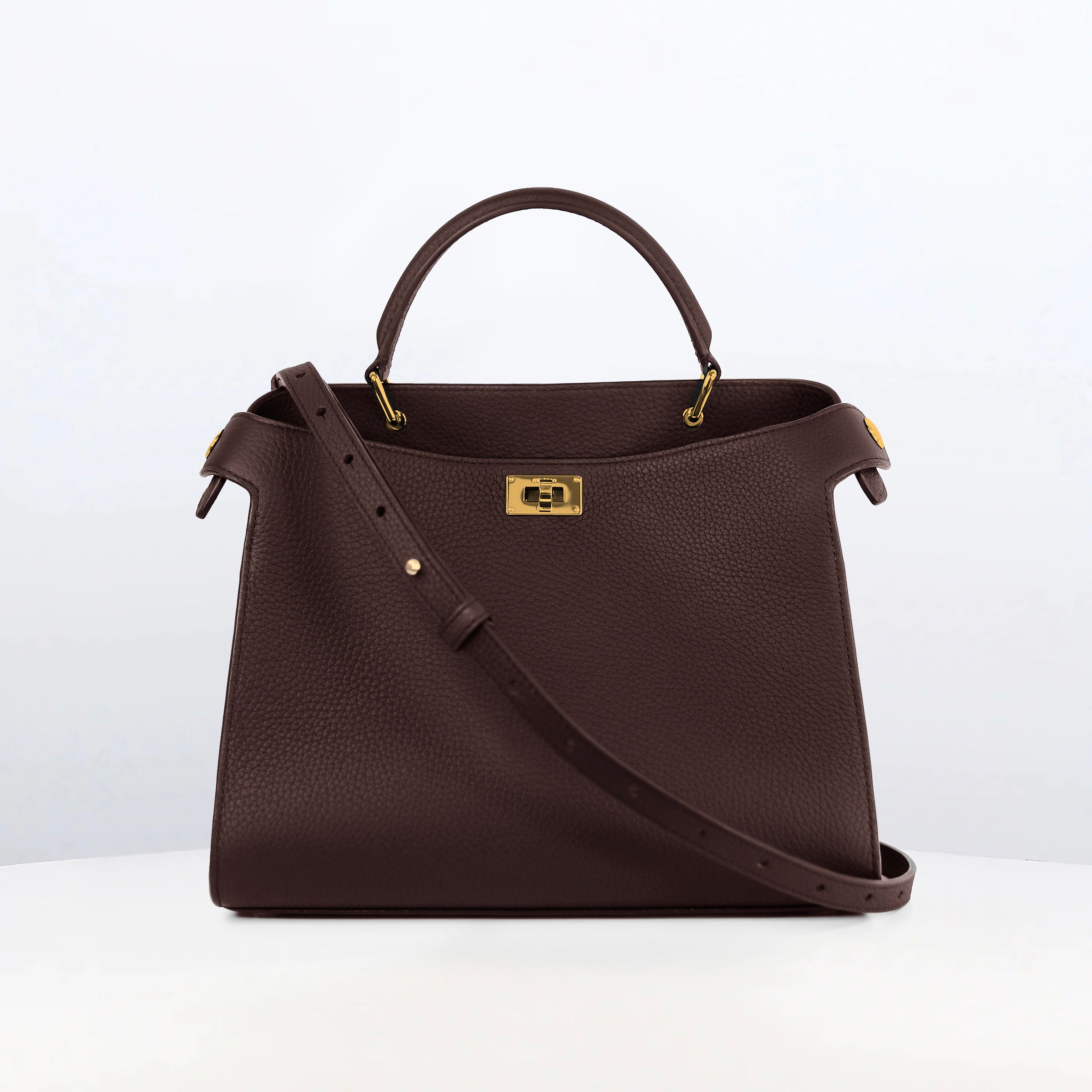 SAC À MAIN EN CUIR LUTECE 27 PRUNE FINITIONS DORÉES