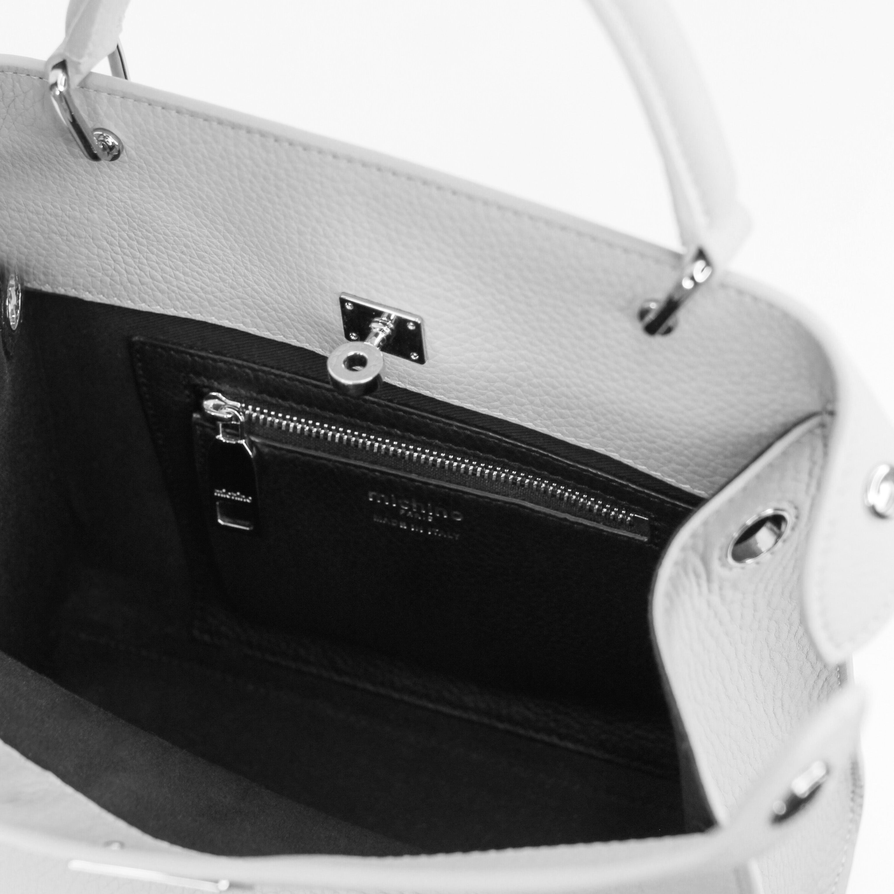 SAC À MAIN LUTECE MINI EN CUIR ET TOILE NOIR