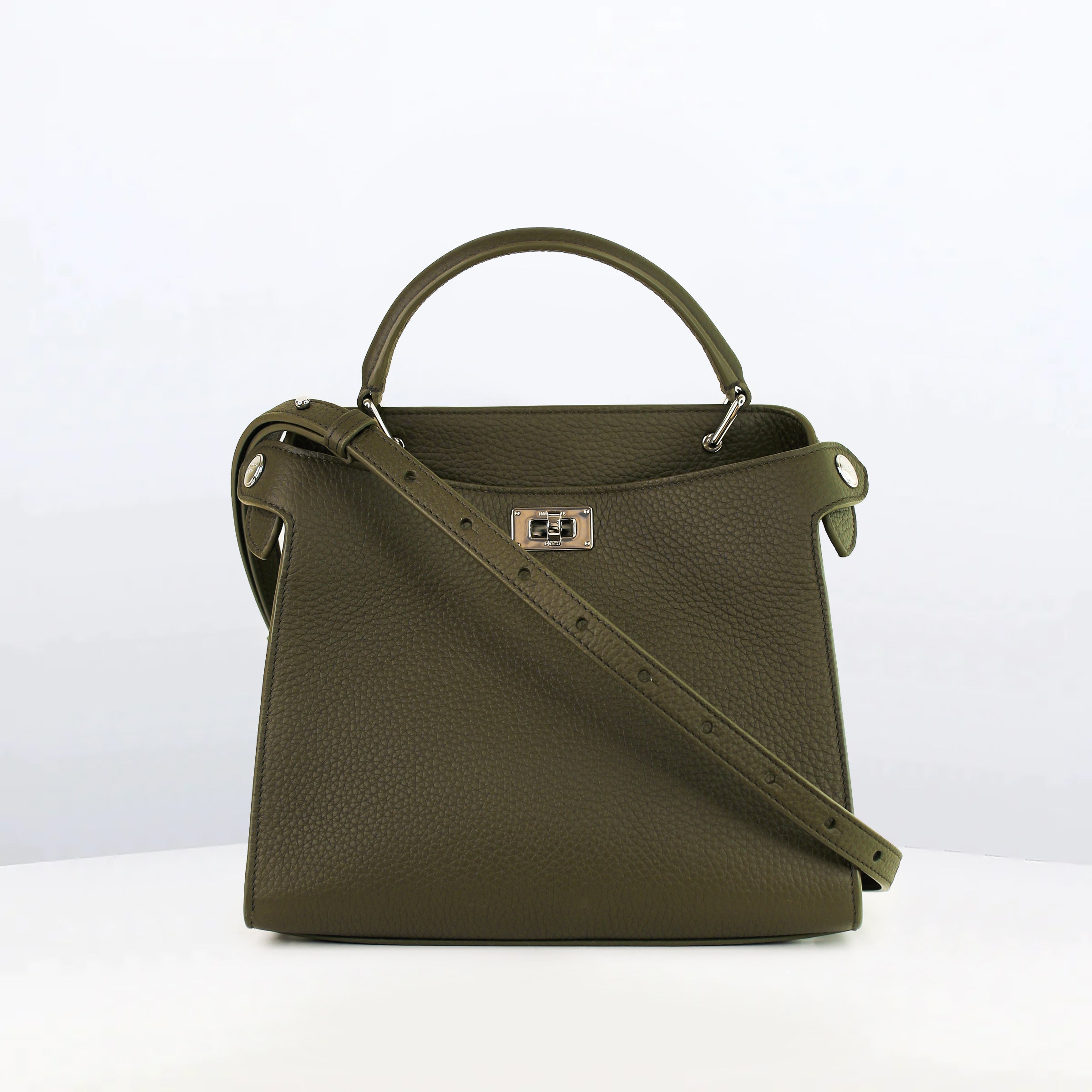 SAC À MAIN EN CUIR LUTECE MINI VERT KAKI