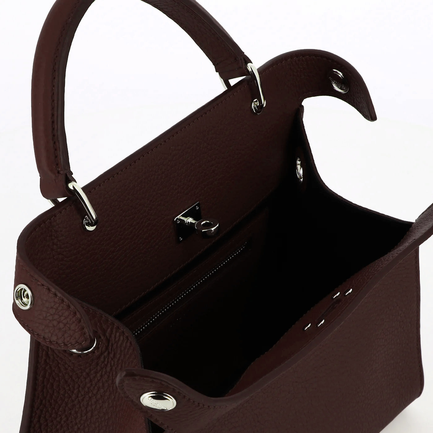 SAC A MAIN EN CUIR LUTECE MINI PRUNE