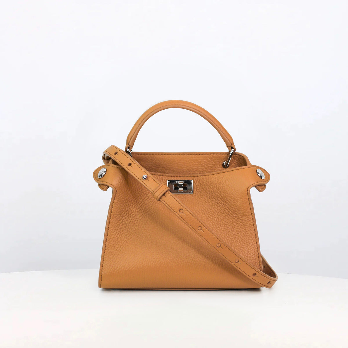 LEATHER HANDBAG LUTECE NANO CAMEL