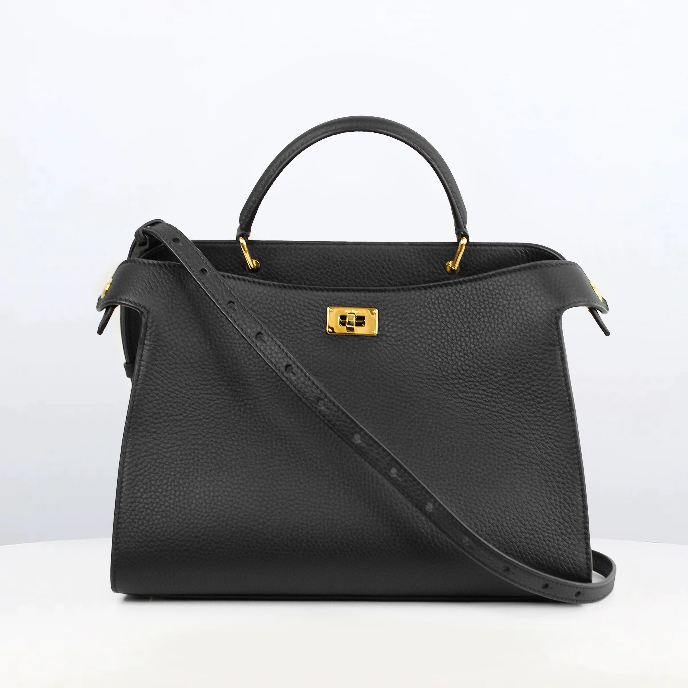 SAC À MAIN EN CUIR LUTECE PM NOIR FINITIONS DORÉES