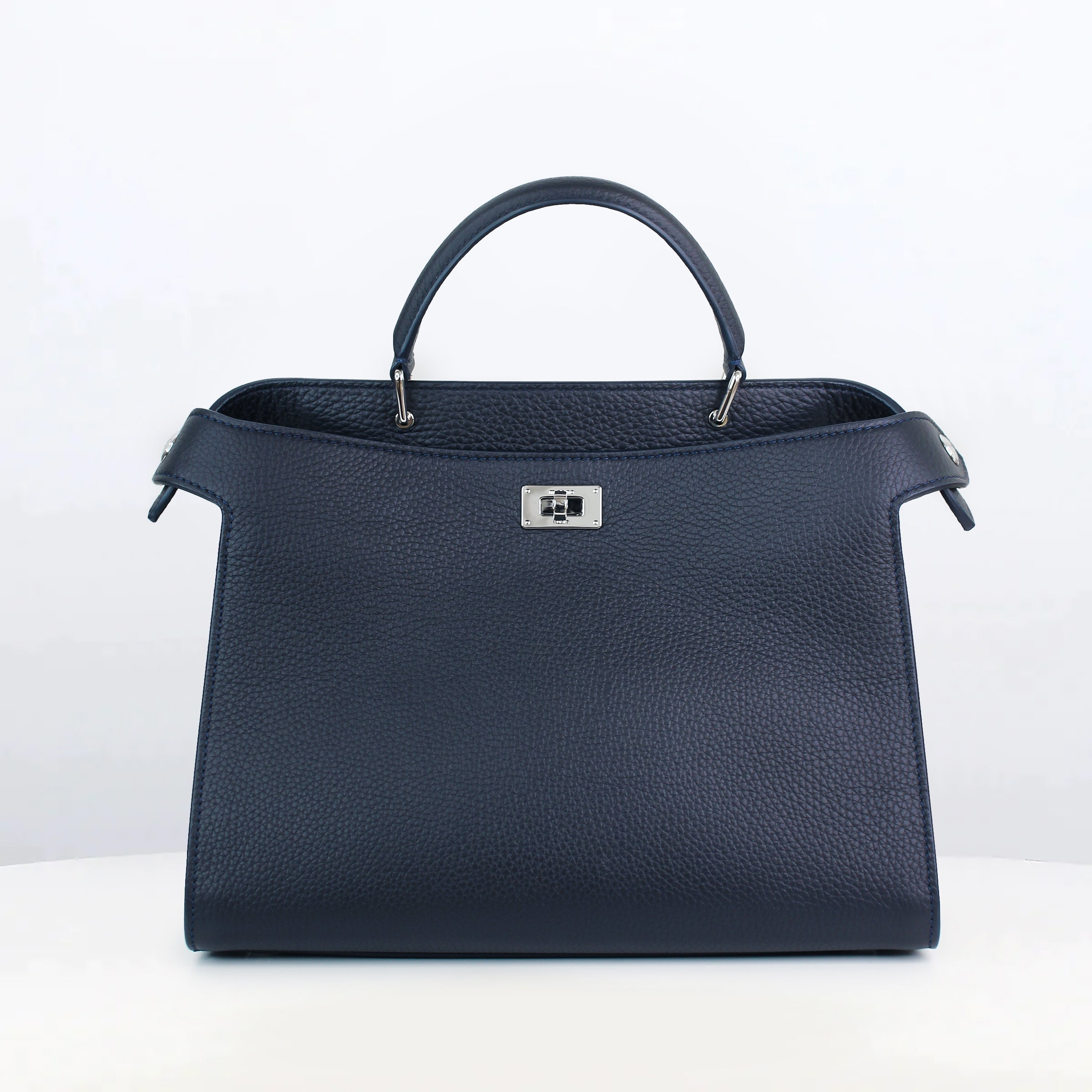 LEATHER HANDBAG LUTECE PM NAVY BLUE
