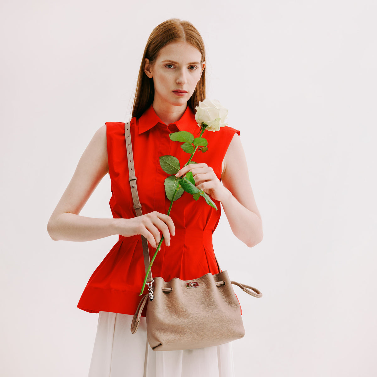 LEATHER DRAWSTRING BAG COLETTE MINI TOURTERELLE