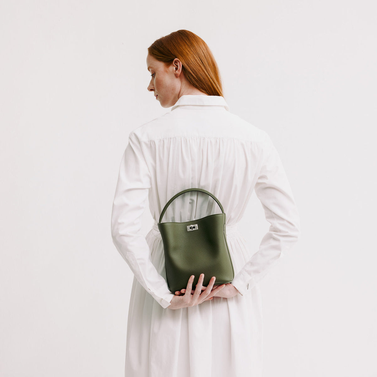 LEATHER BUCKET BAG ODEON MINI KHAKI