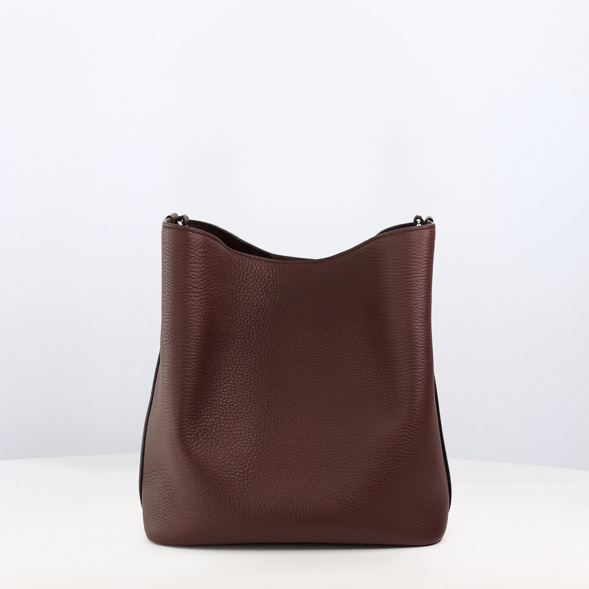 LEATHER BUCKET BAG ODEON PM PRUNE