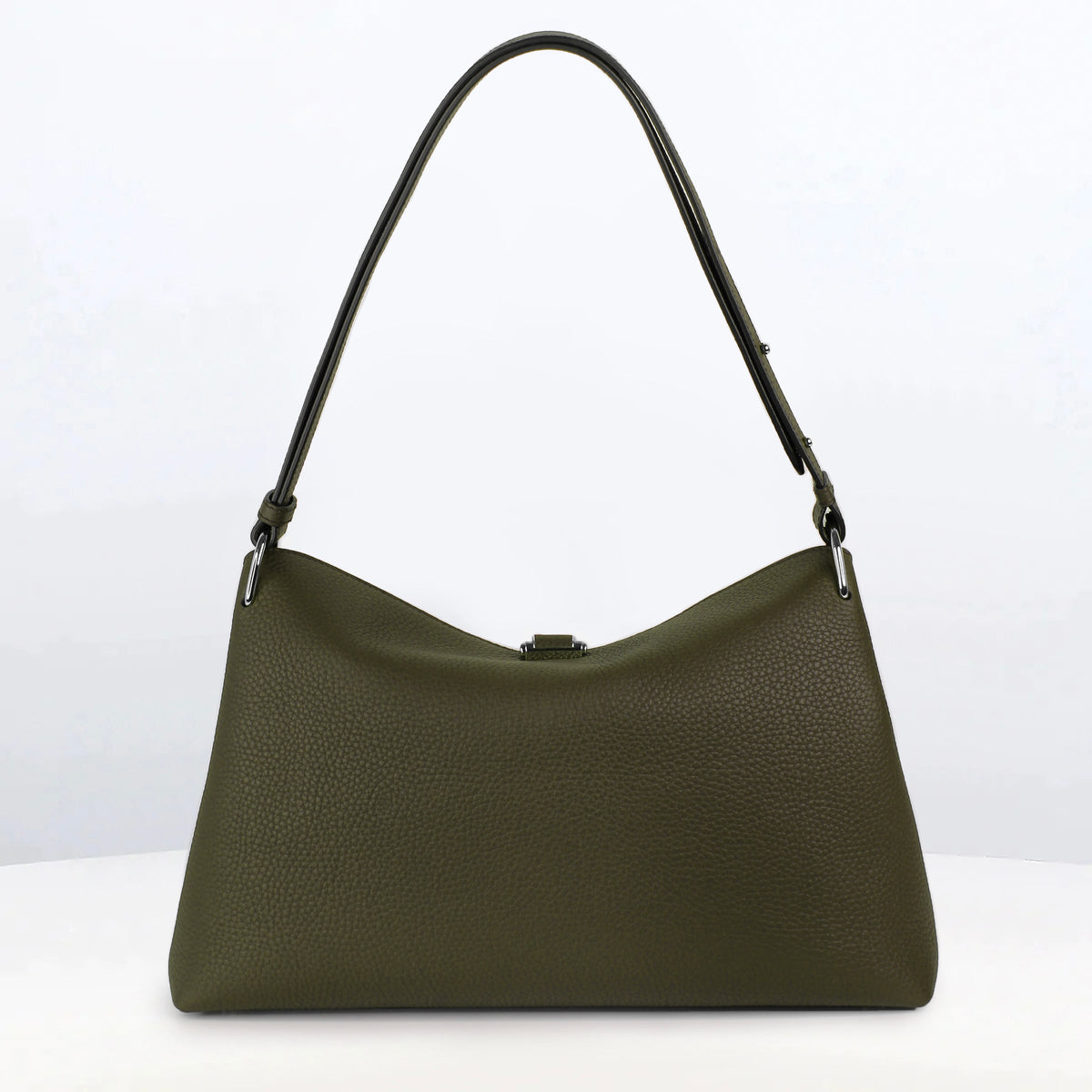 LEATHER HANDBAG PASSY PM KHAKI