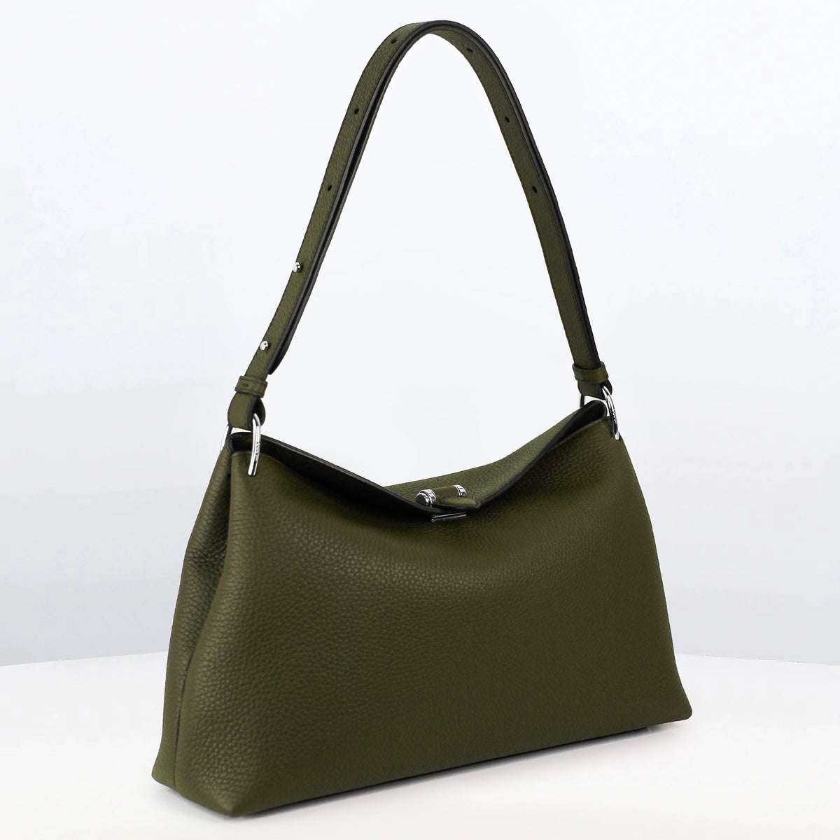LEATHER HANDBAG PASSY PM KHAKI