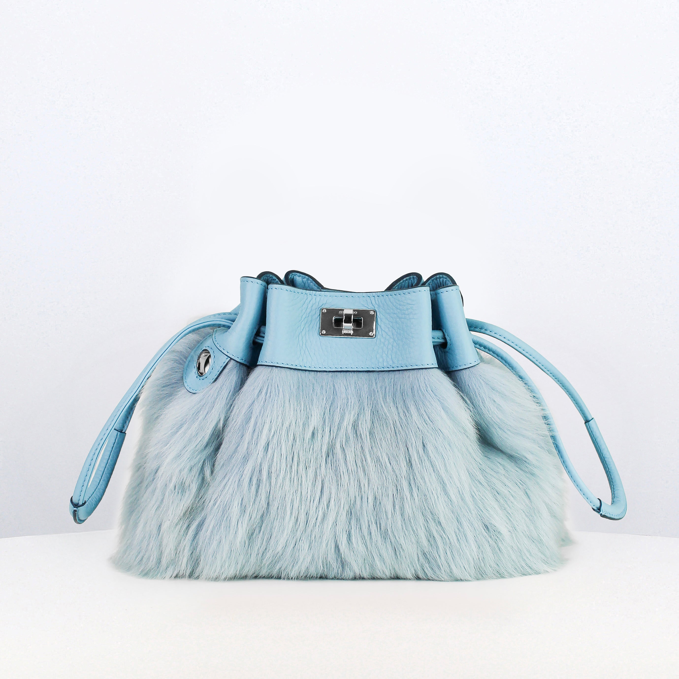 レザー・シャーリングバッグ　コレット　空色