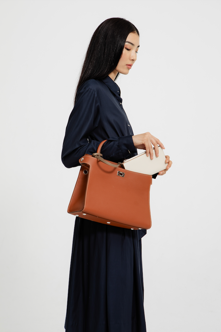 SAC À MAIN EN CUIR LUTECE PM GOLD