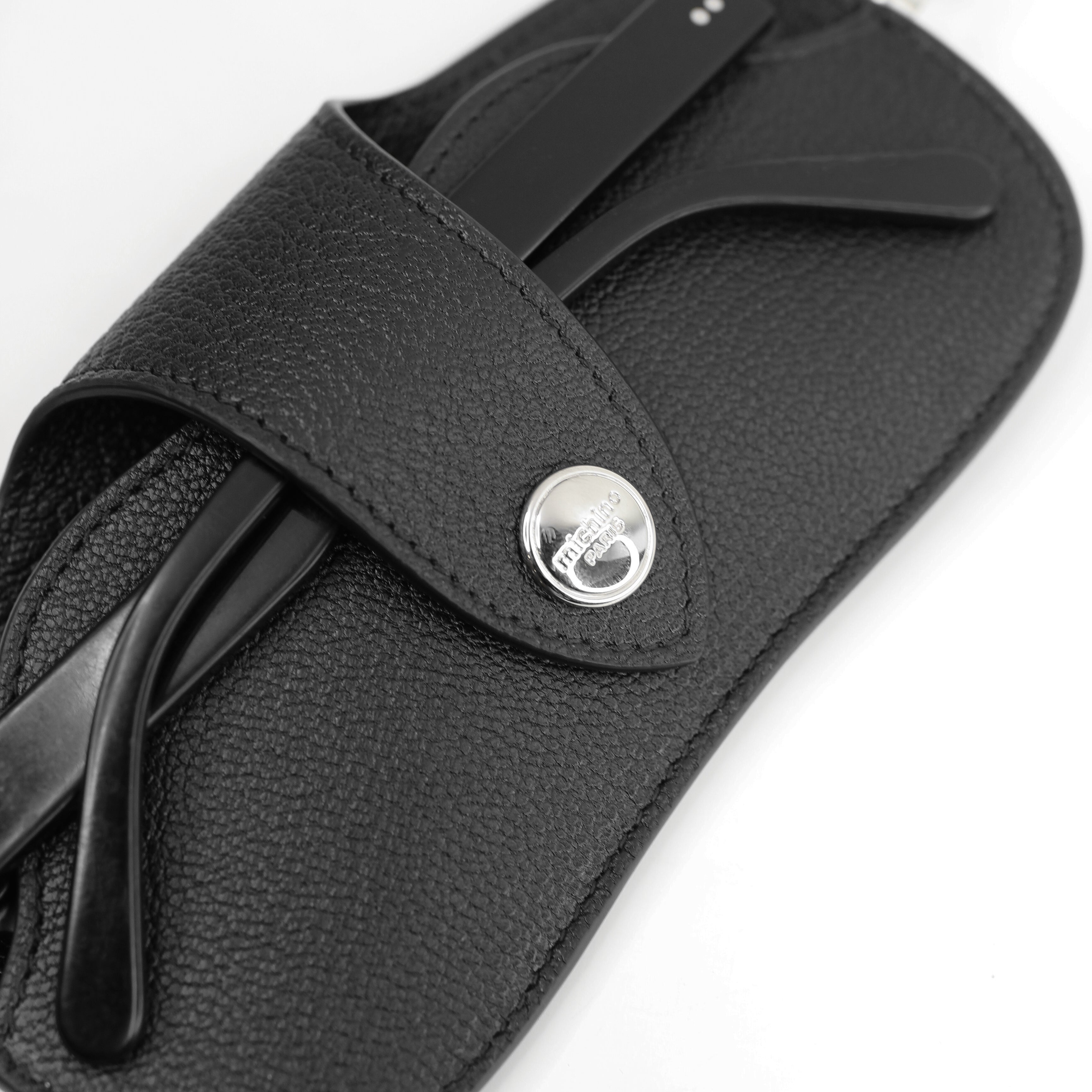 ÉTUI À LUNETTES EN CUIR NOIR