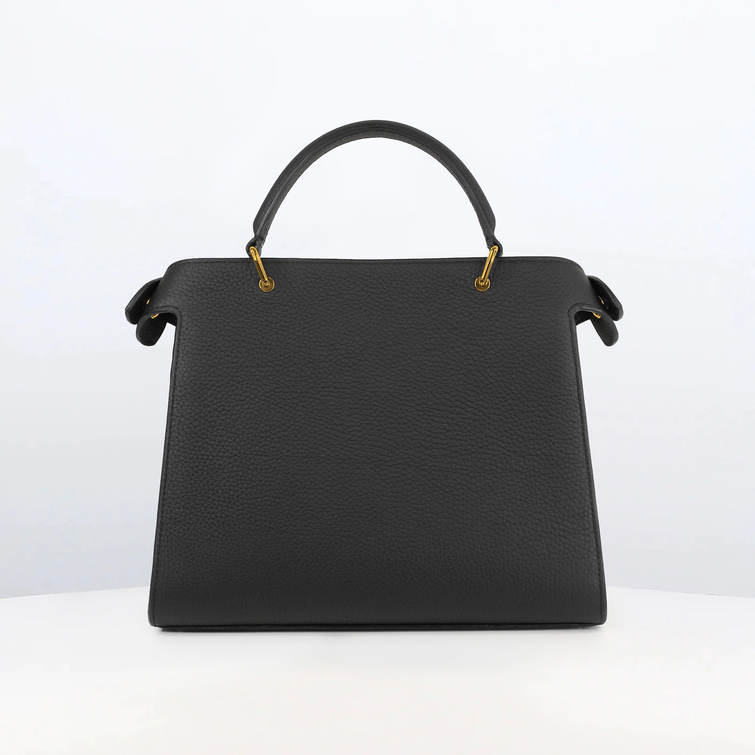 SAC À MAIN EN CUIR LUTECE 27 NOIR FINITIONS DORÉES