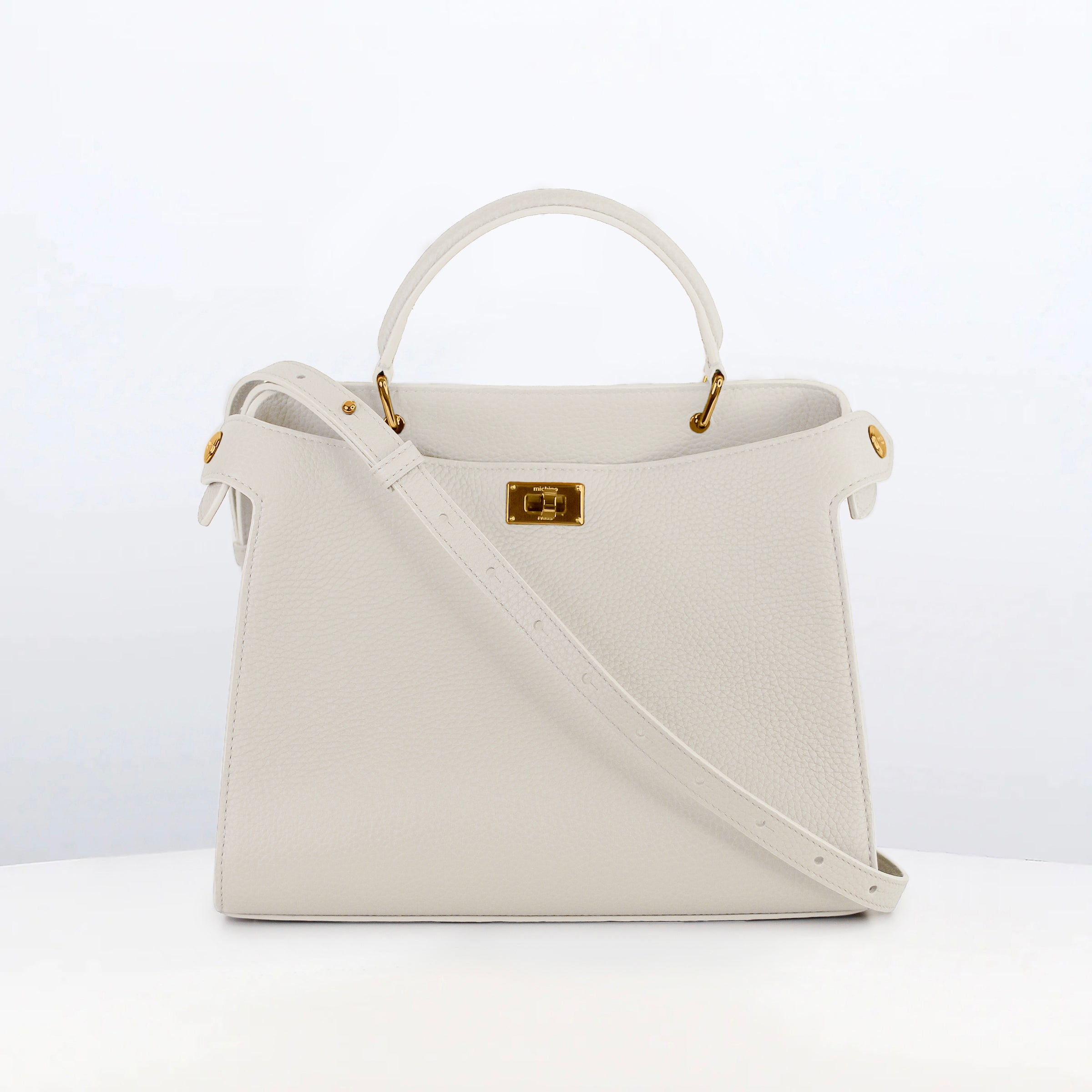 SAC À MAIN EN CUIR LUTECE 27 CRAIE FINITIONS DORÉES