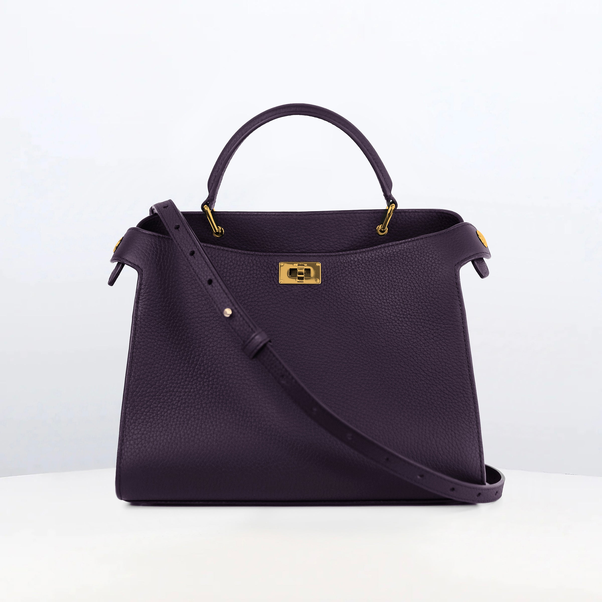 SAC À MAIN EN CUIR LUTECE 27 RAISIN FINITIONS DORÉES