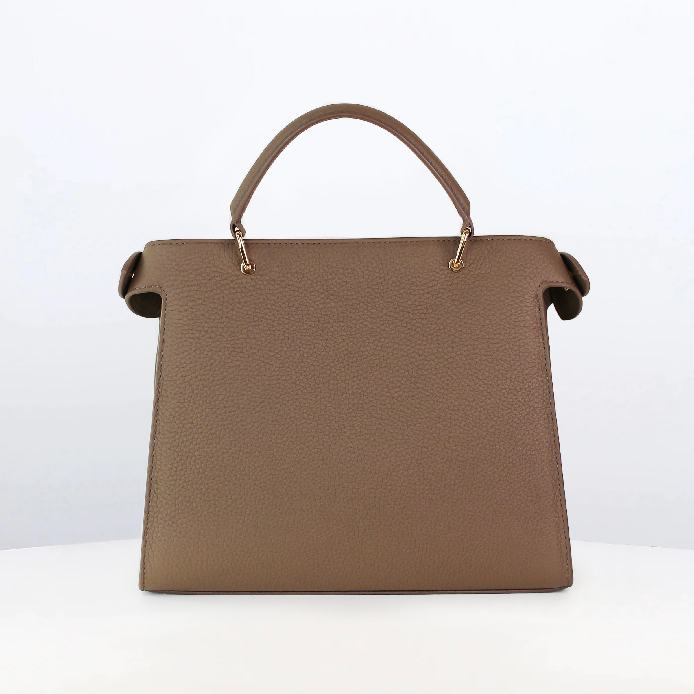 SAC À MAIN EN CUIR LUTECE 27 TAUPE FINITIONS DORÉES