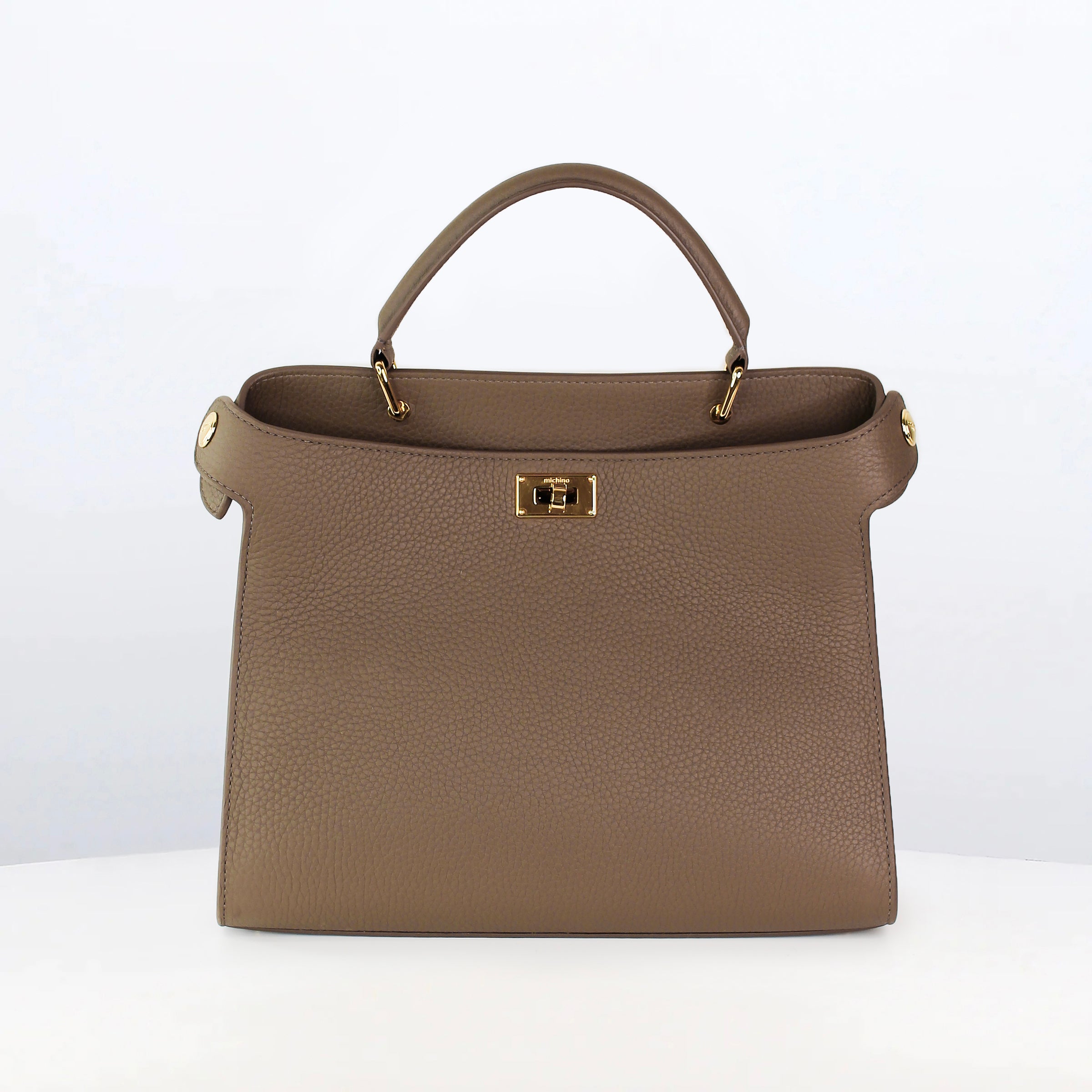 SAC À MAIN EN CUIR LUTECE 27 TAUPE FINITIONS DORÉES