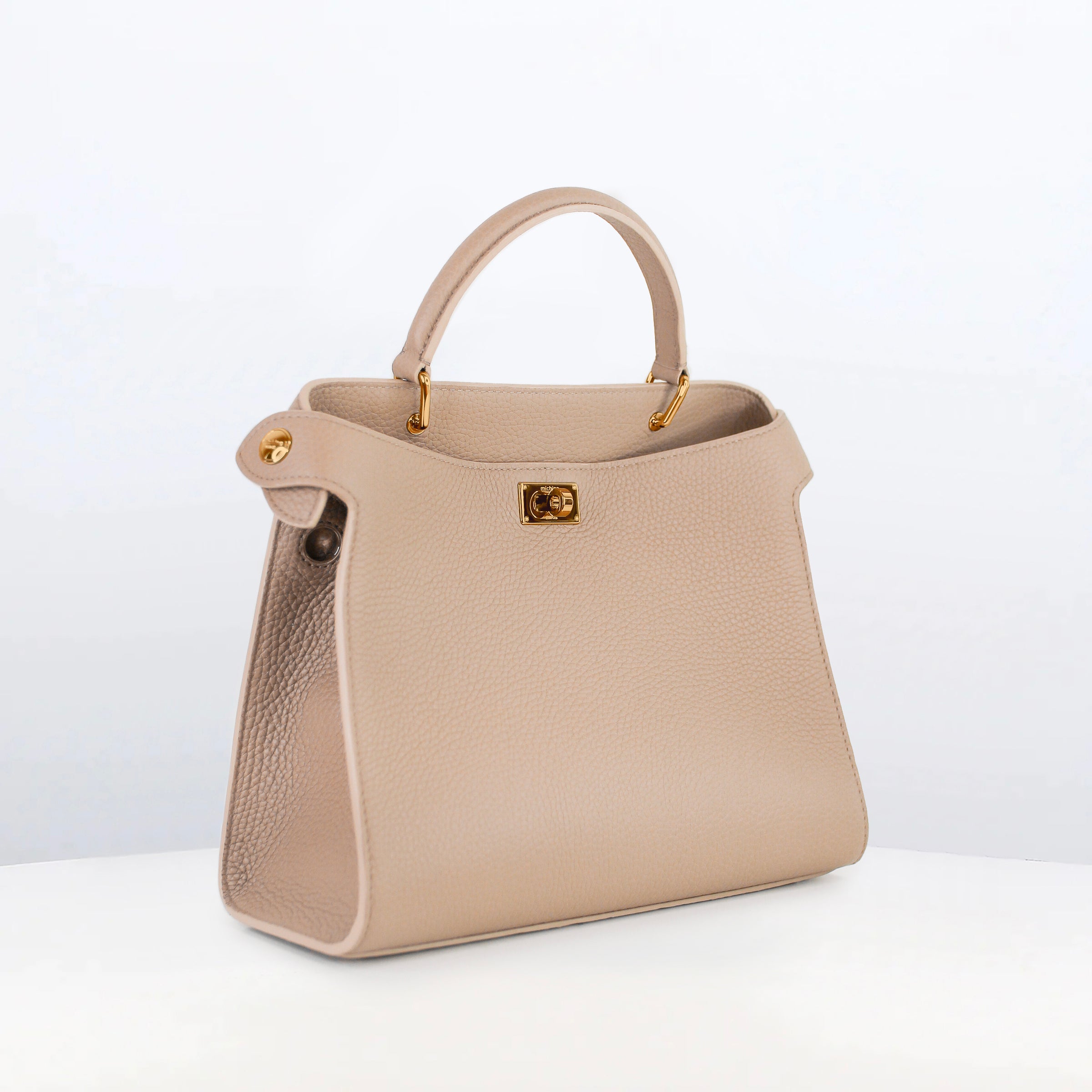 SAC À MAIN EN CUIR LUTECE 27 TOURTERELLE FINITIONS DORÉES