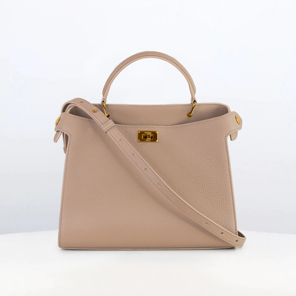 LEATHER HANDBAG LUTECE 27 TOURTERELLE WITH GOLD HARWARE