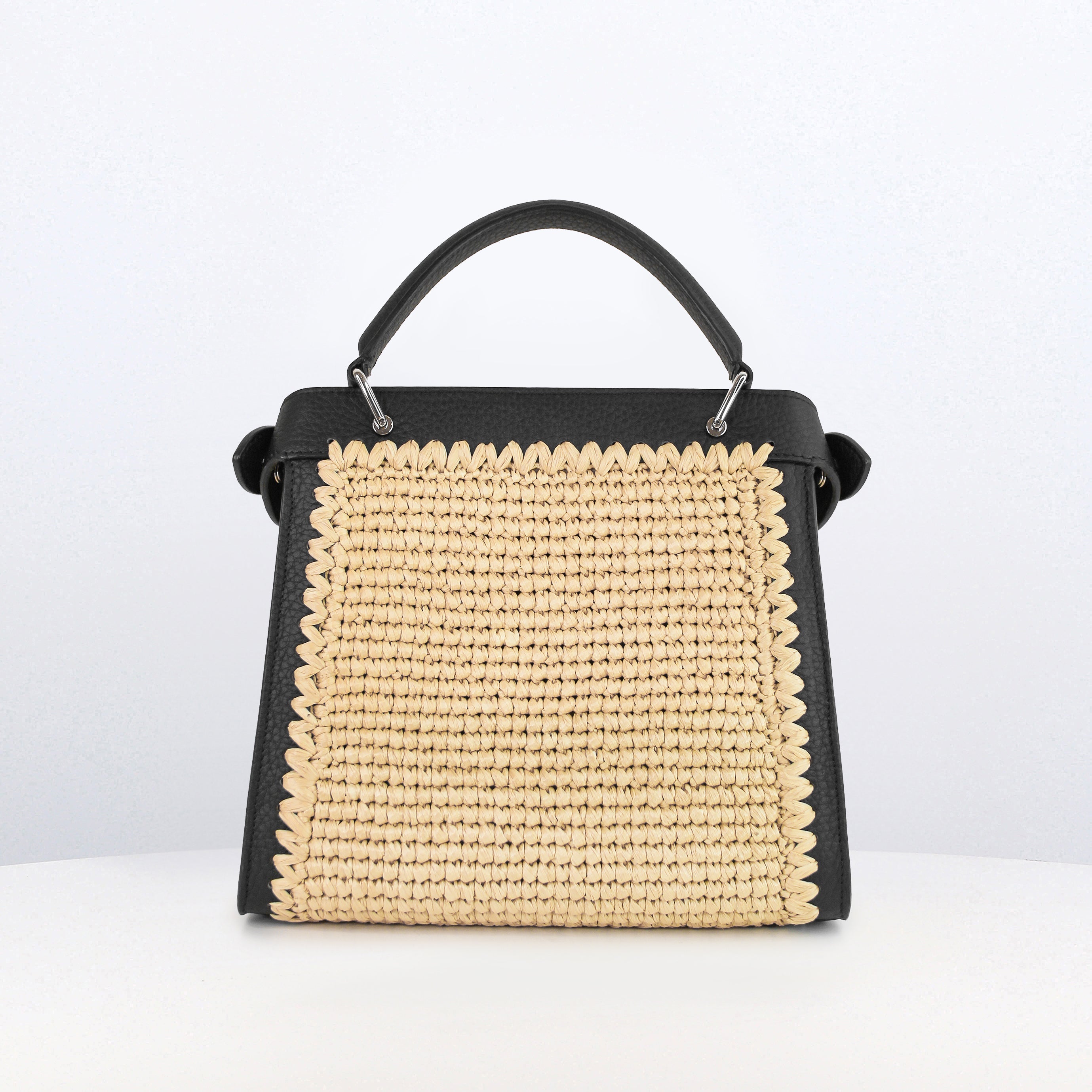 SAC À MAIN LUTECE MINI NOIR RAFFIA