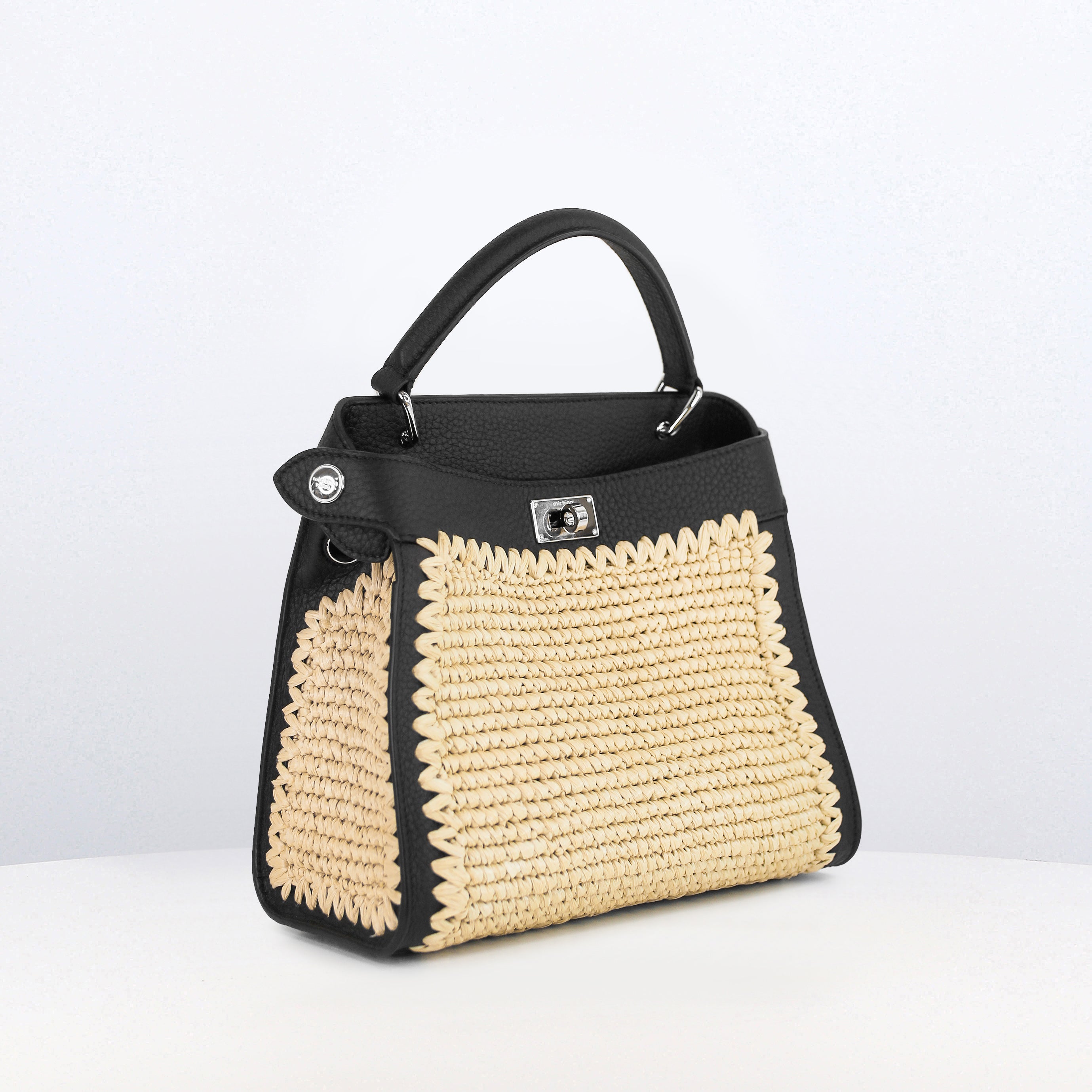 SAC À MAIN LUTECE MINI NOIR RAFFIA