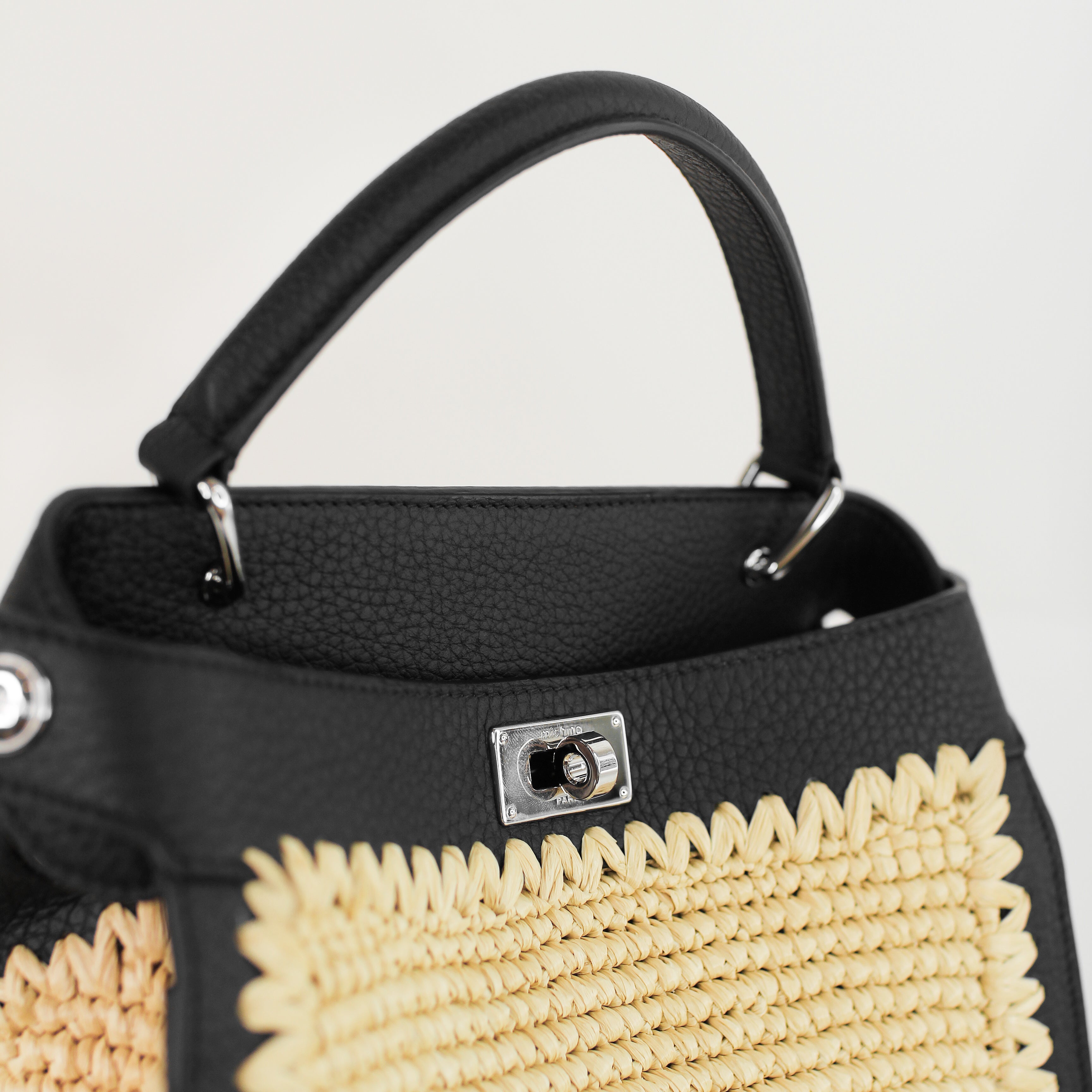 SAC À MAIN LUTECE MINI NOIR RAFFIA