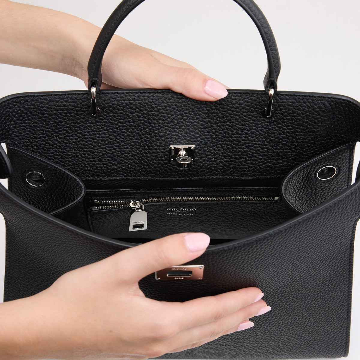 LEATHER HANDBAG LUTECE PM BLACK