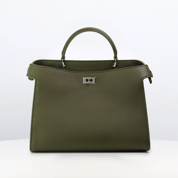 SAC À MAIN EN CUIR LUTECE PM VERT KAKI