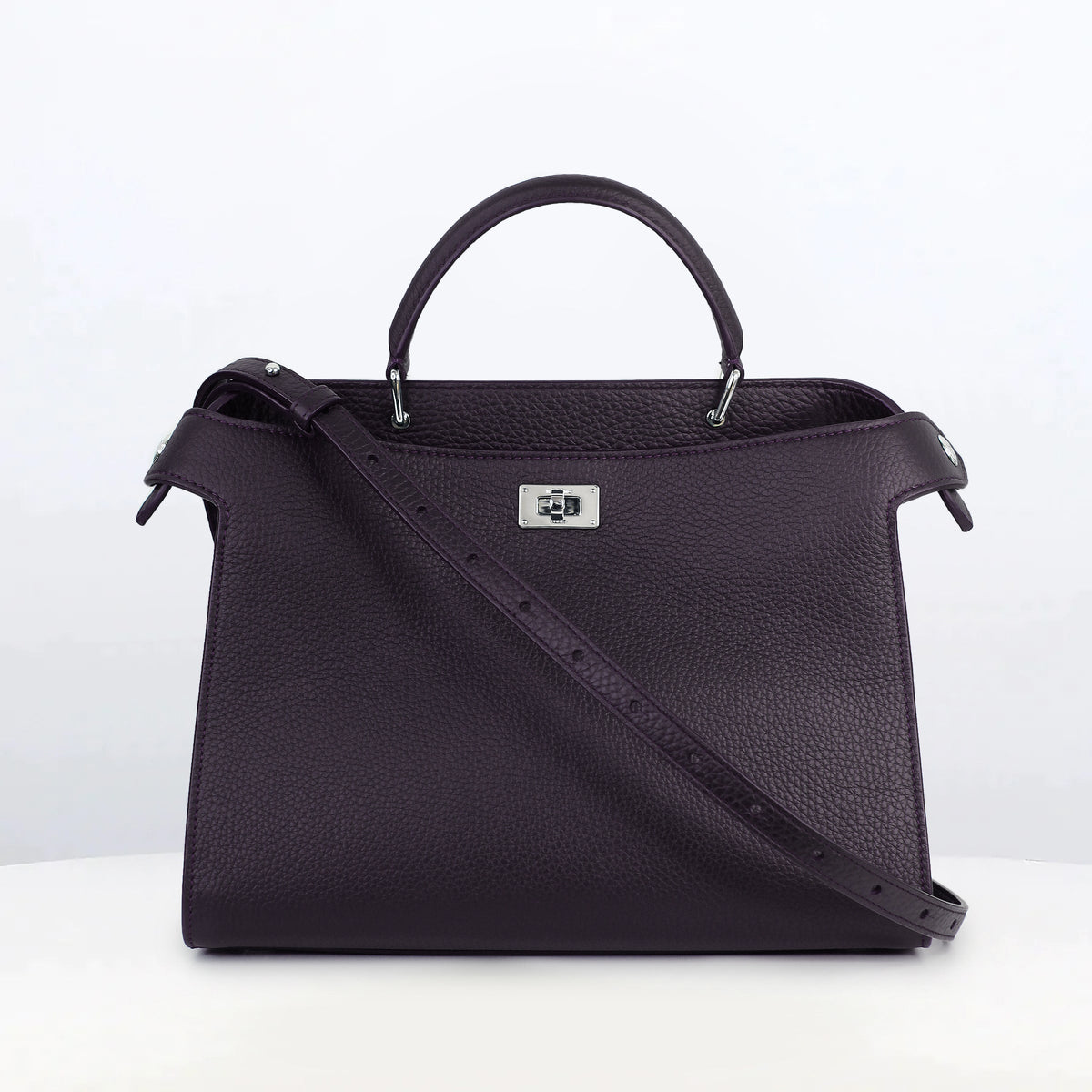 LEATHER HANDBAG LUTECE PM RAISIN