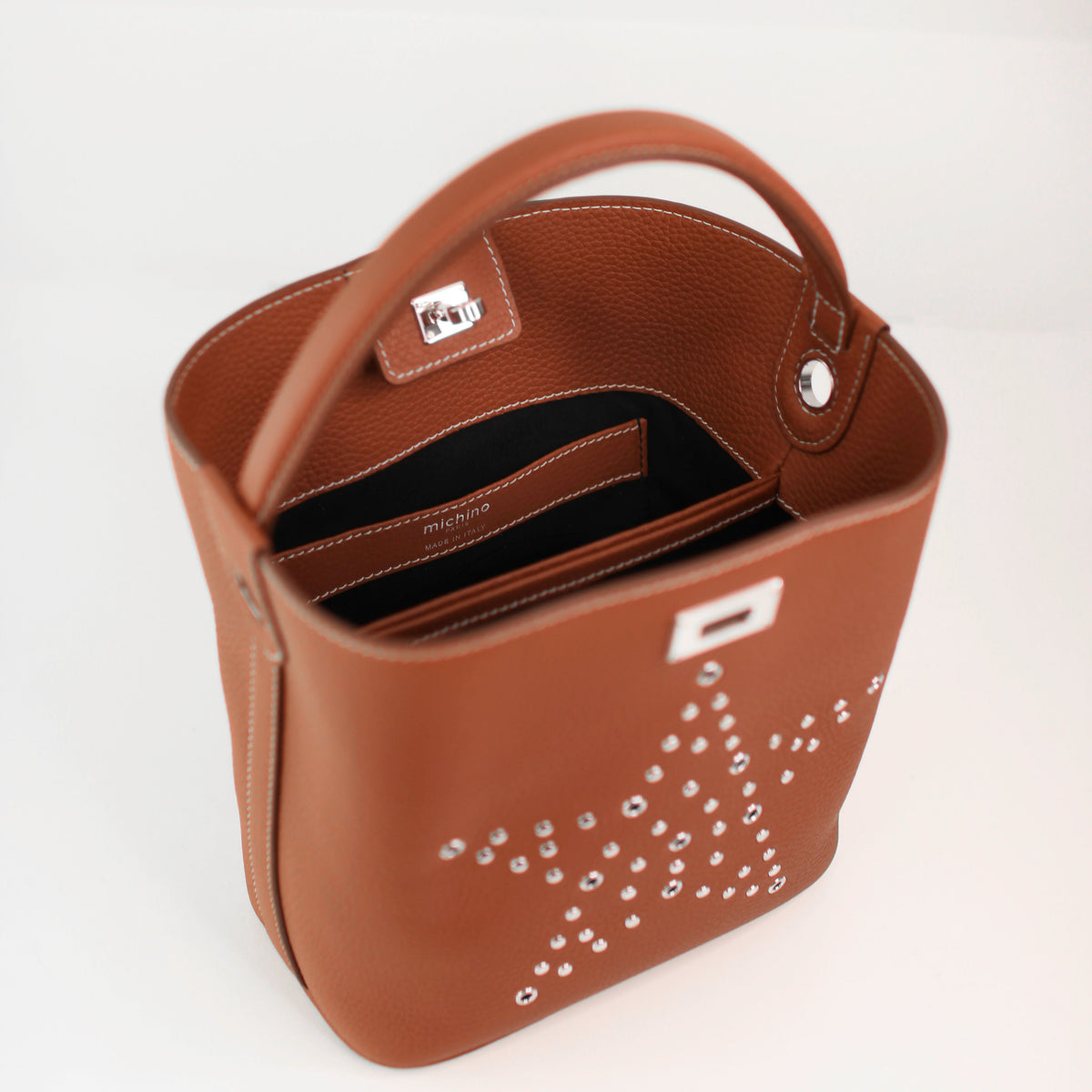 LEATHER BUCKET BAG ODEON MINI GOLD HOPE