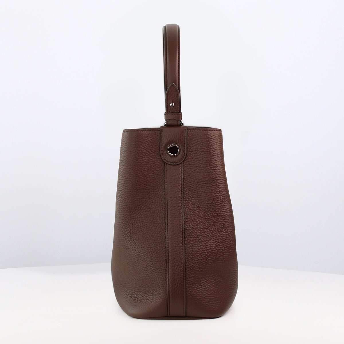 LEATHER BUCKET BAG ODEON PM PRUNE