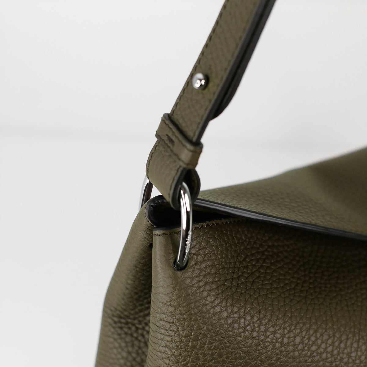 LEATHER HANDBAG PASSY PM KHAKI