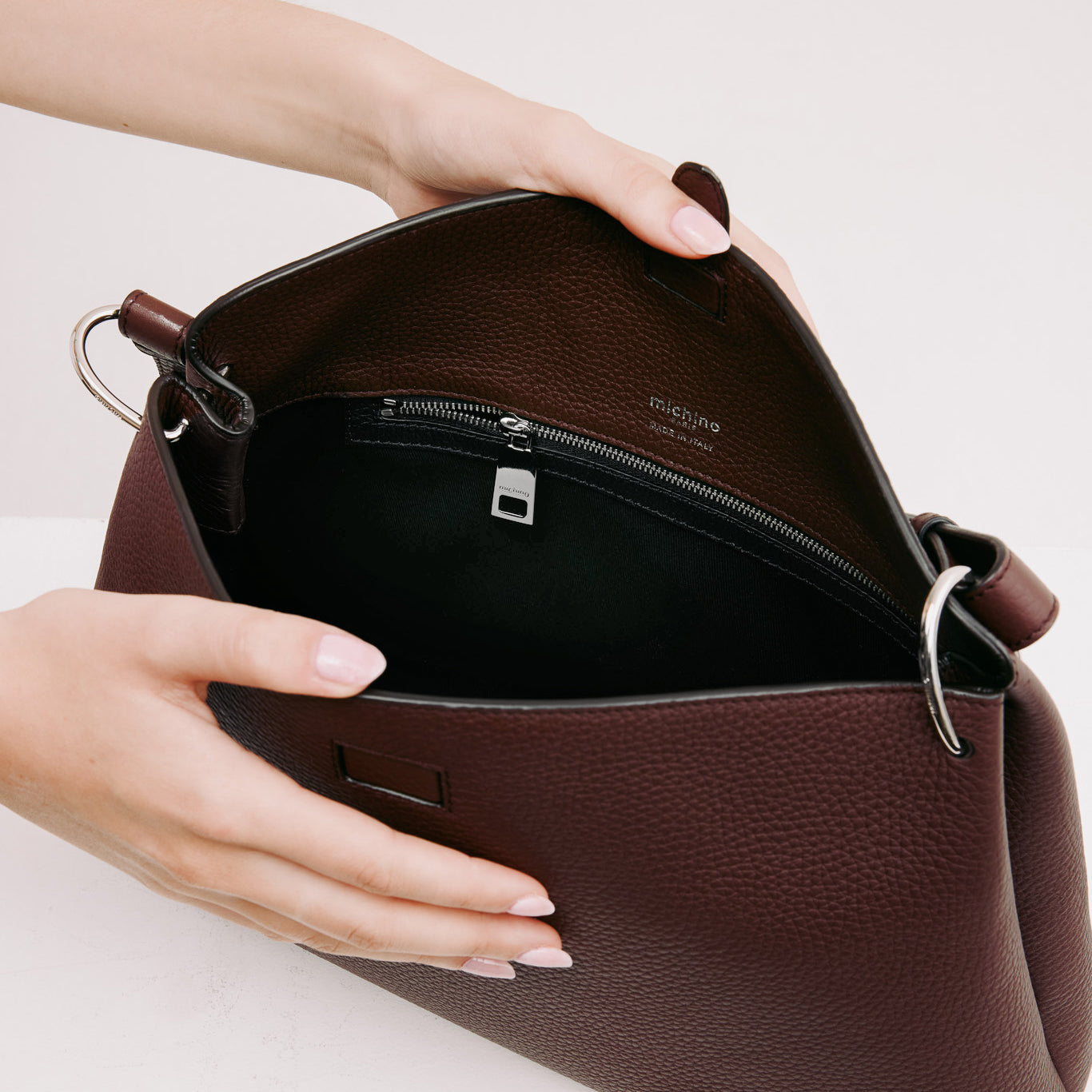 SAC À MAIN EN CUIR PASSY PM PRUNE