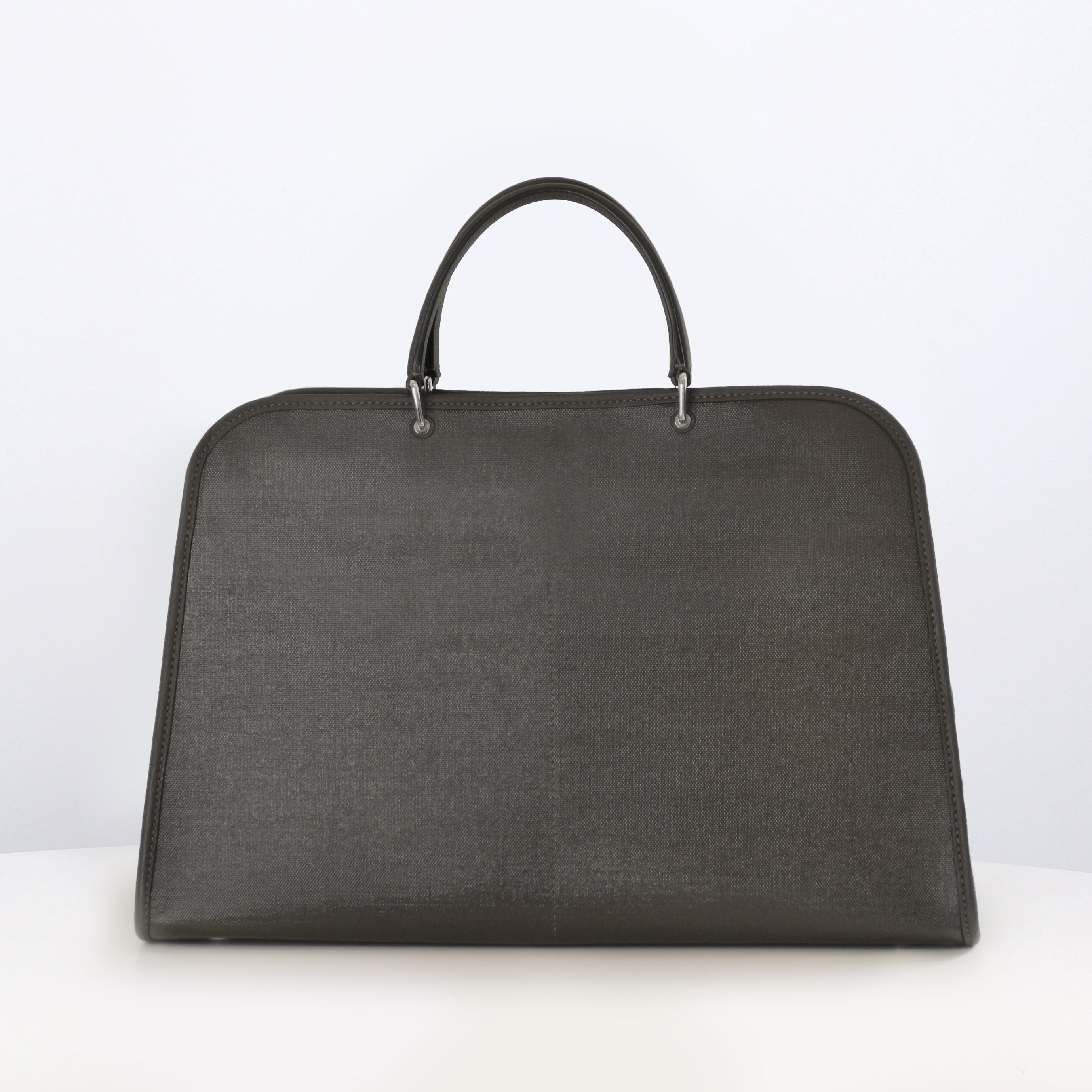 SAC MULTIPOCHES SAINT-GERMAIN EN CUIR ET TOILE GRIS CHARBON