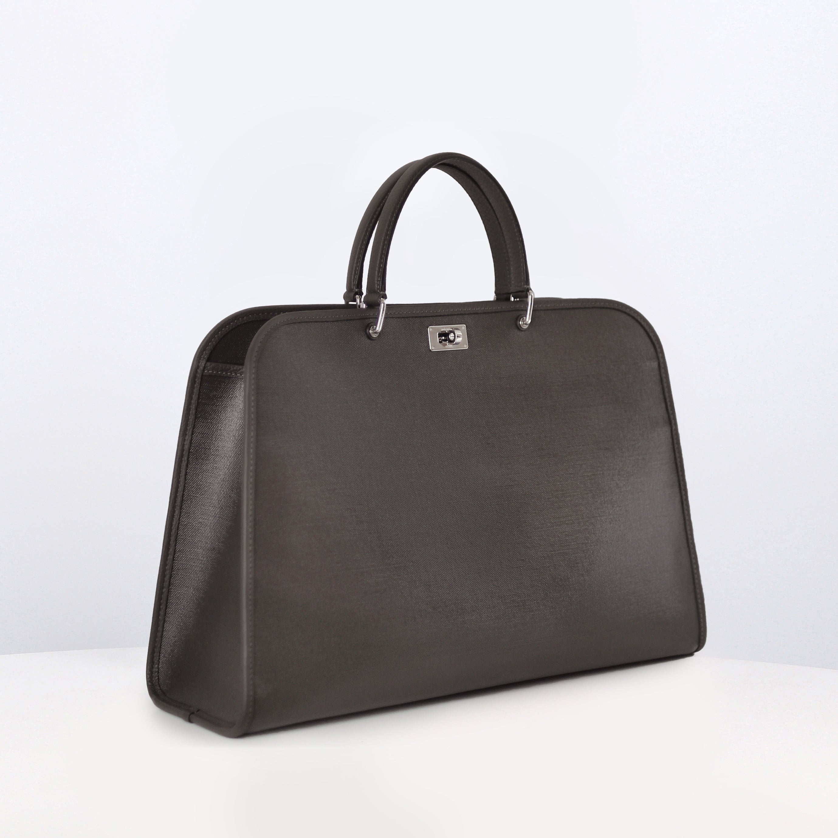 SAC MULTIPOCHES SAINT-GERMAIN EN CUIR ET TOILE GRIS CHARBON