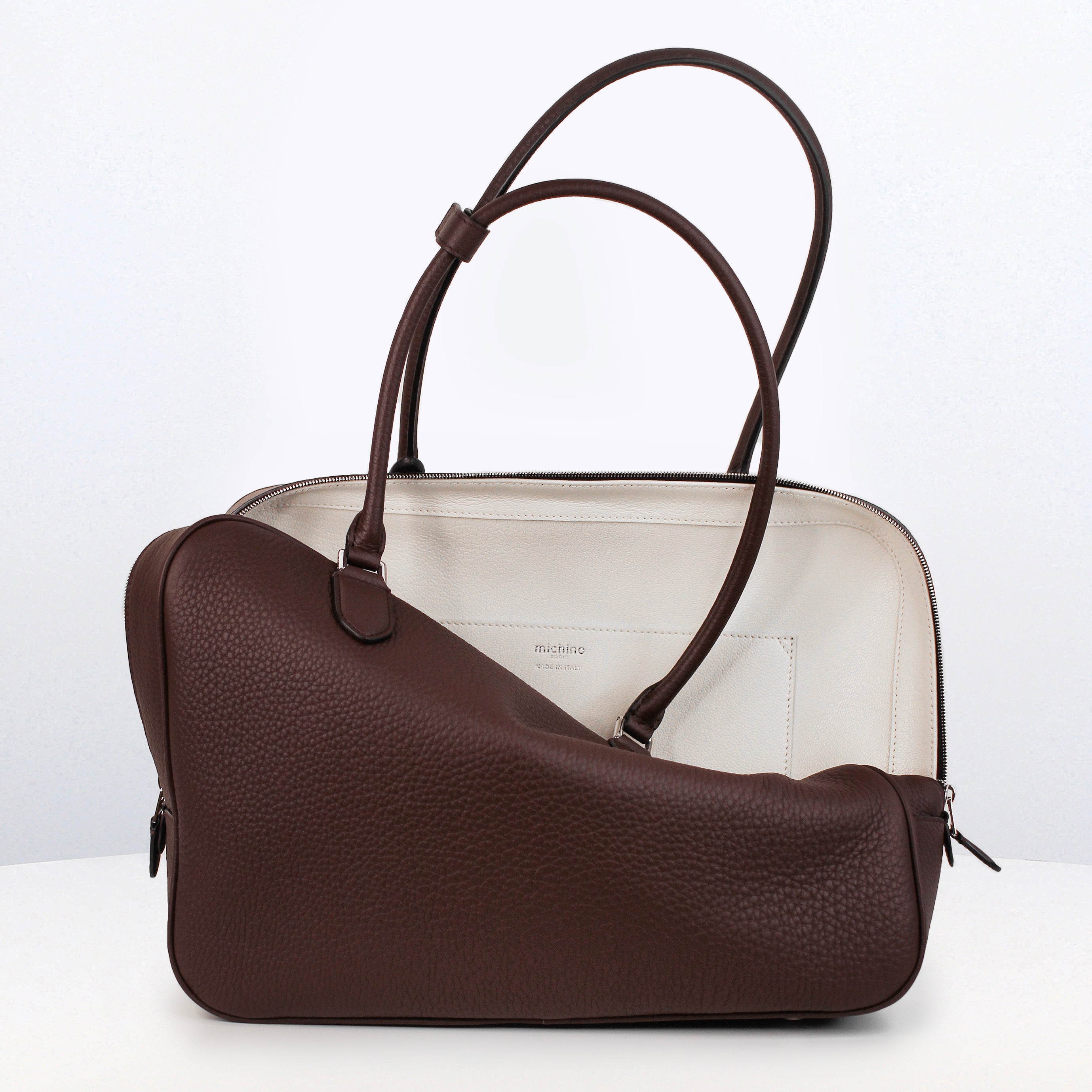 SAC À MAIN EN CUIR BOSTON TUILERIES MM PRUNE